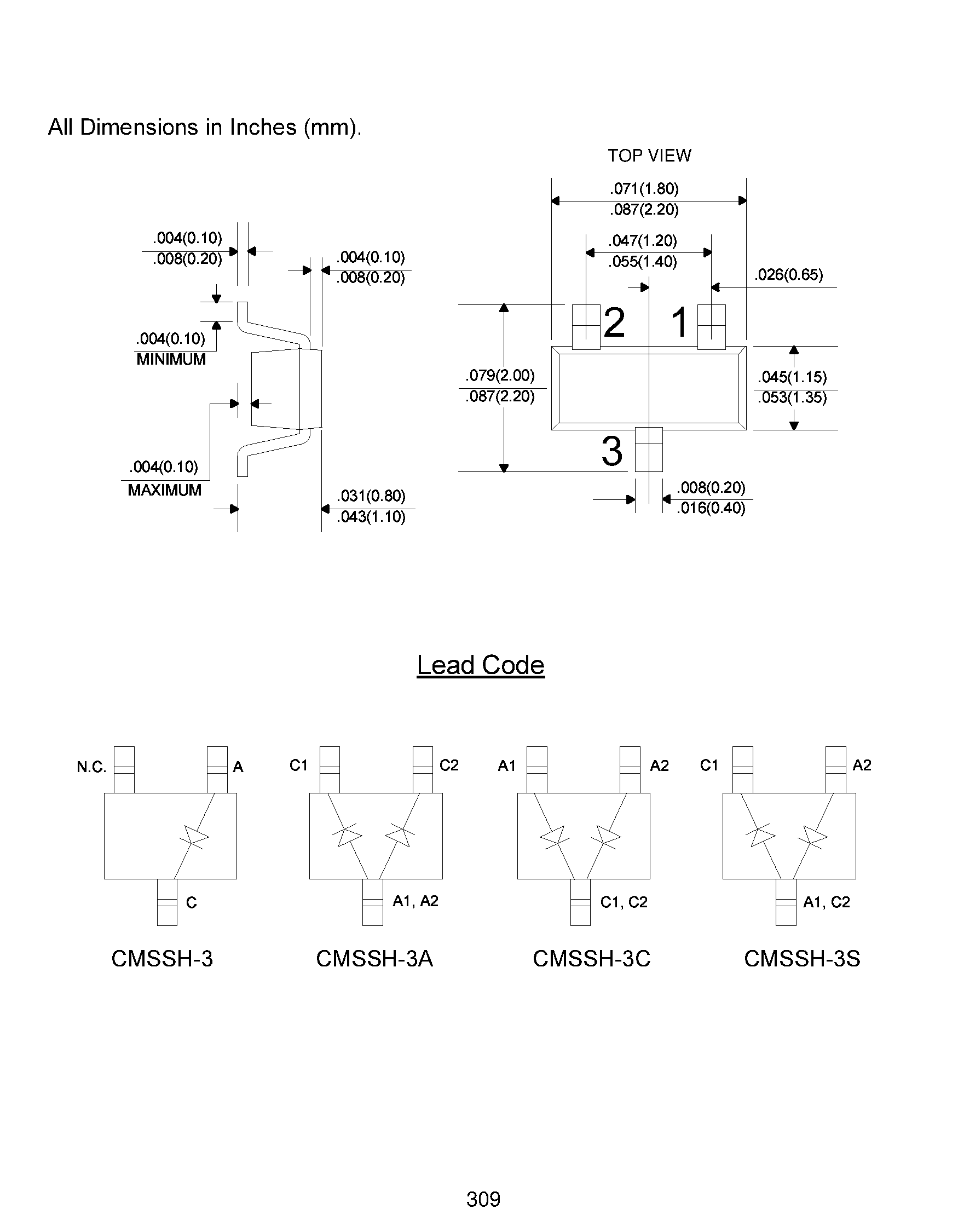 Даташит на микросхему CMSSH-3S страница 2 Даташит CMSSH-3S - SUPER-MINI SCHOTTKY DIODES страница 2