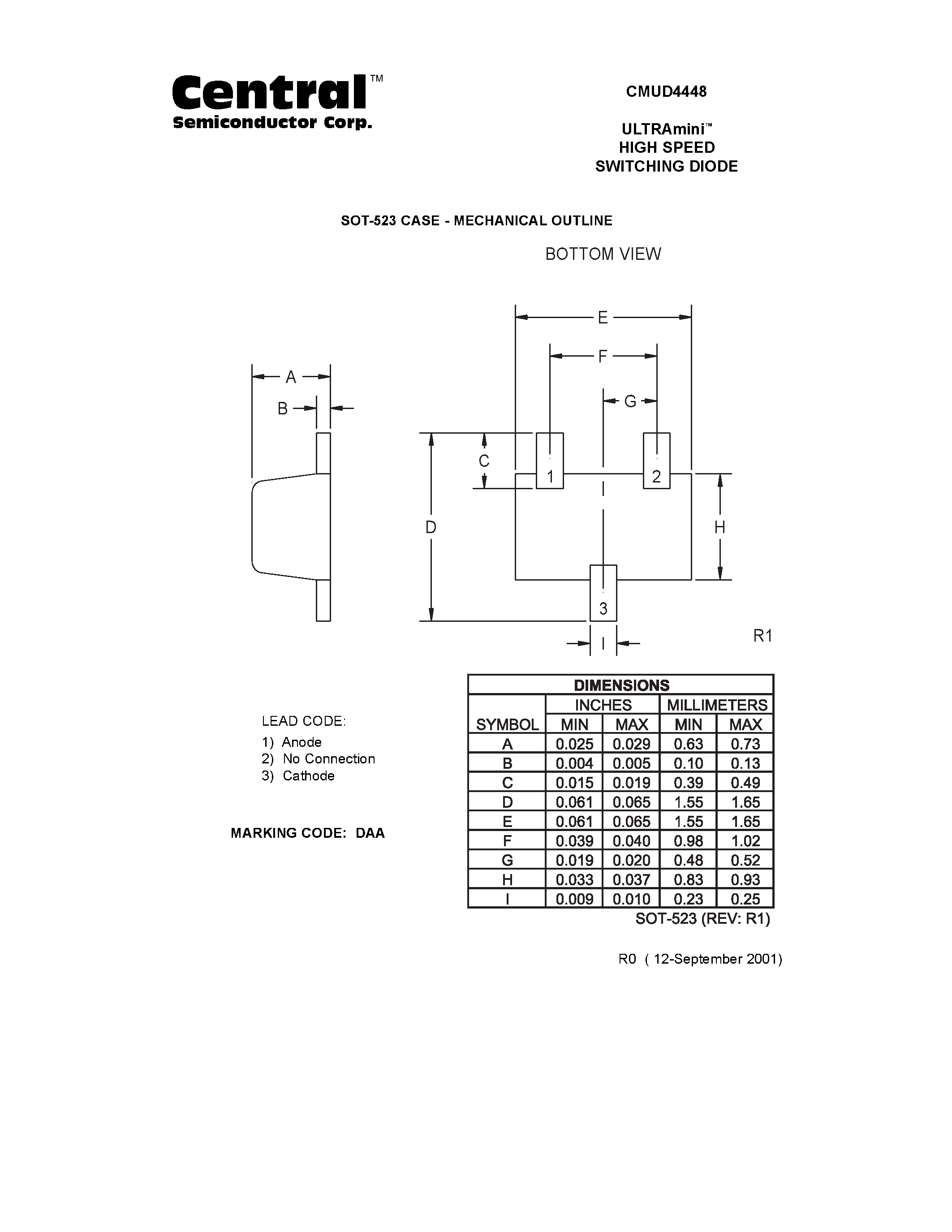 Даташит CMUD4448 - ULTRAmini. HIGH SPEED SWITCHING DIODE страница 2