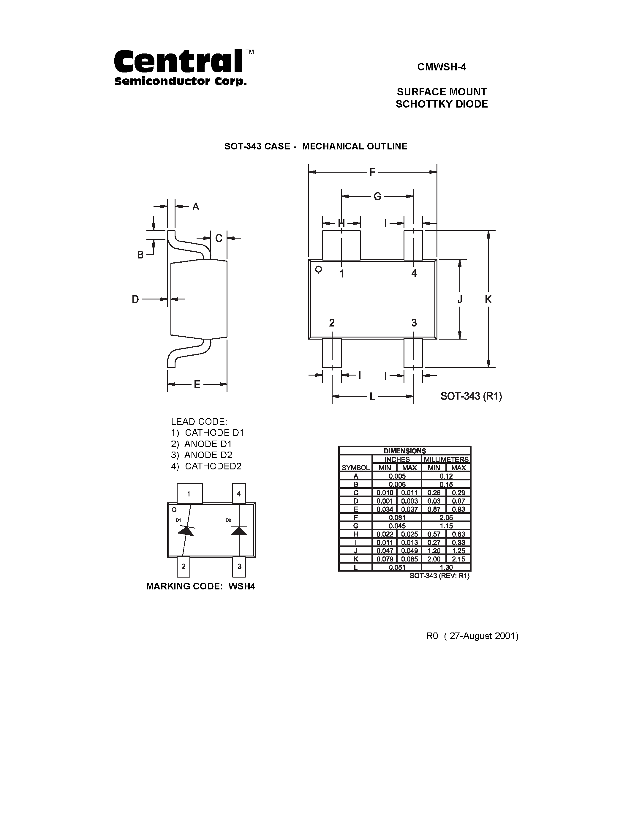Datasheet CMWSH-4 - SURFACE MOUNT SCHOTTKY DIODE page 2