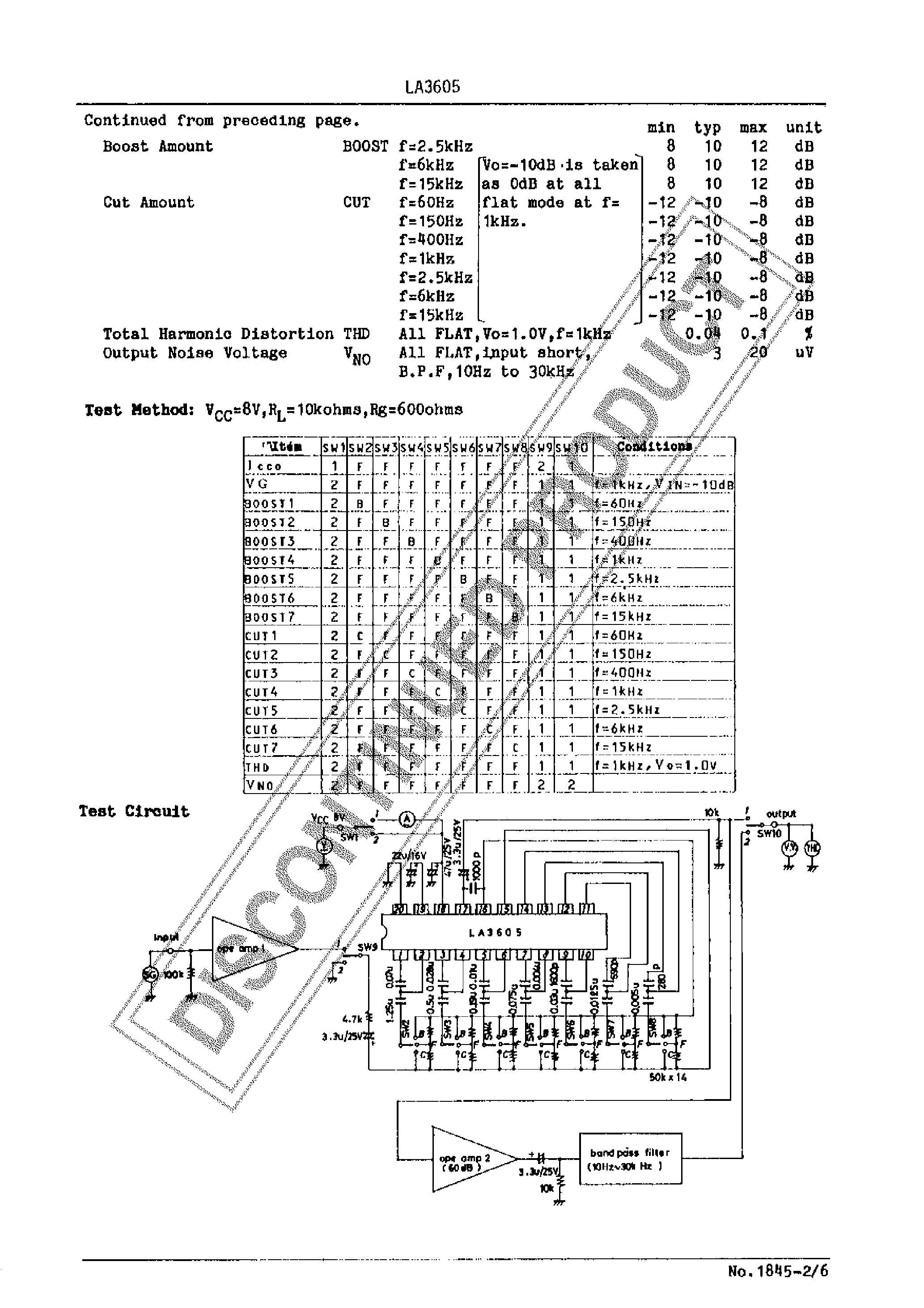Datasheet LA3605 - 7 BAND GRAPHIC EQUALIZER page 2