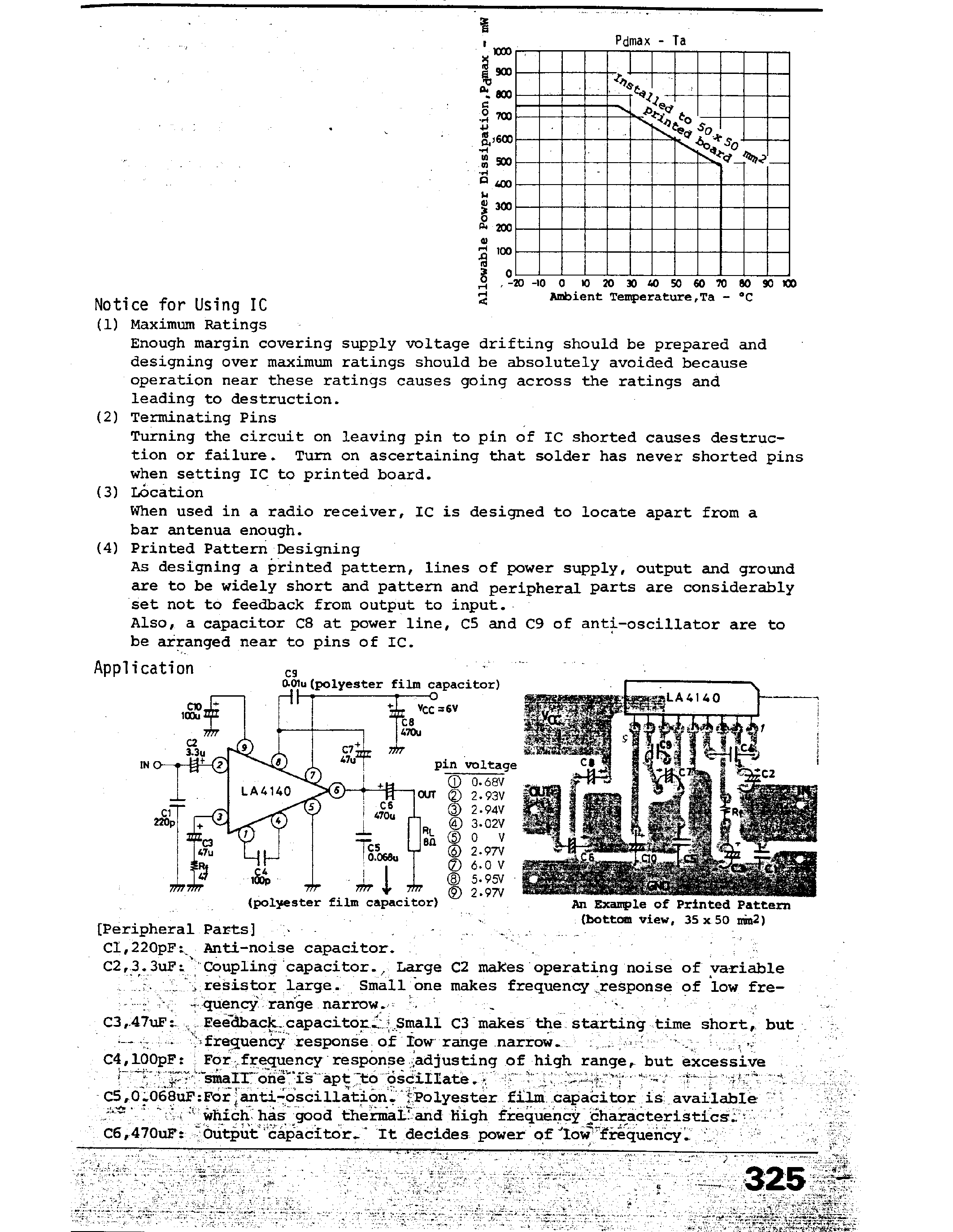 Datasheet LA4140 page 2 Datasheet LA4140 - 0.5W AF Power Amplifier page 2