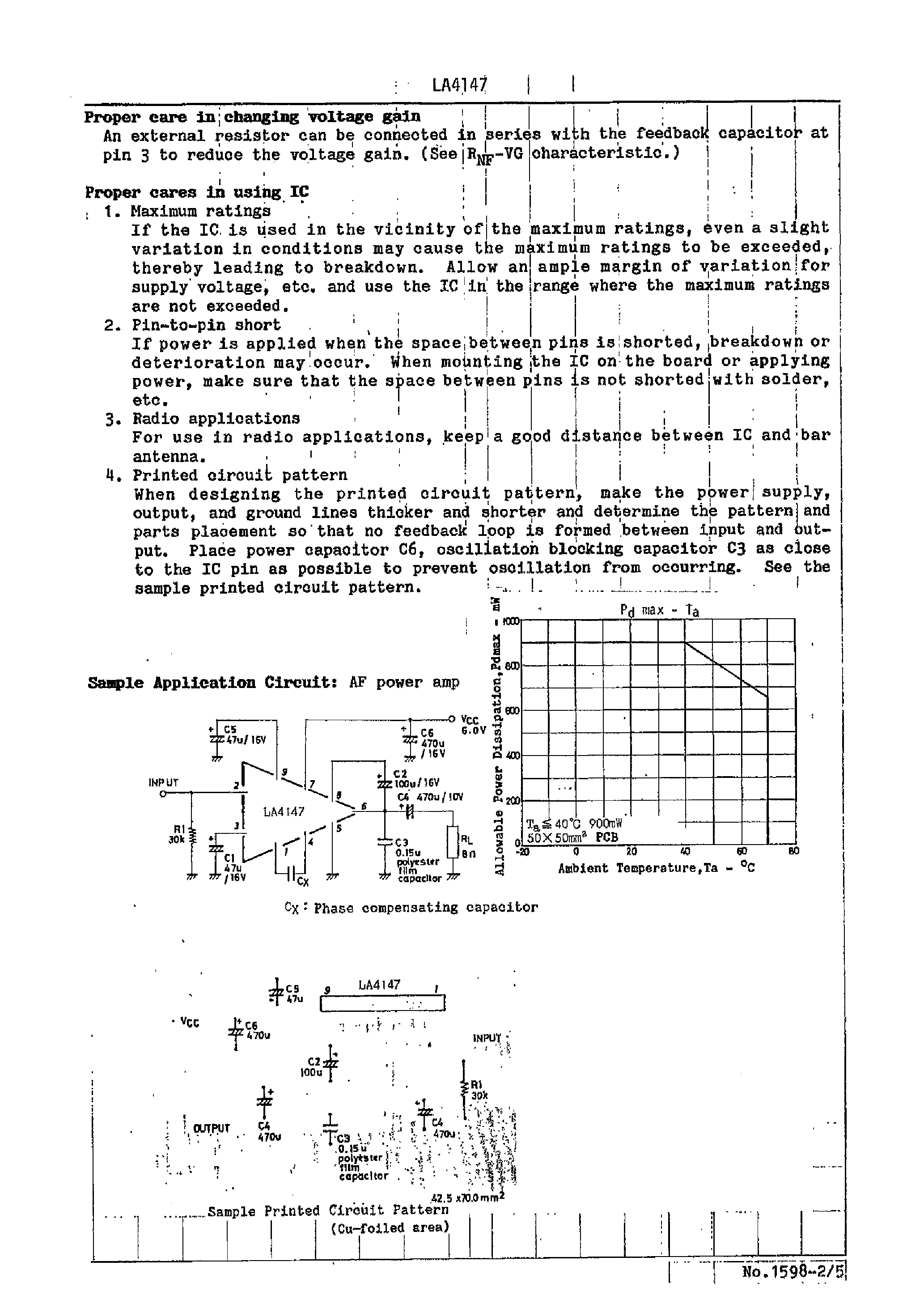 Datasheet LA4147 - 0.6 To 0.9 AF Power Amplifier page 2