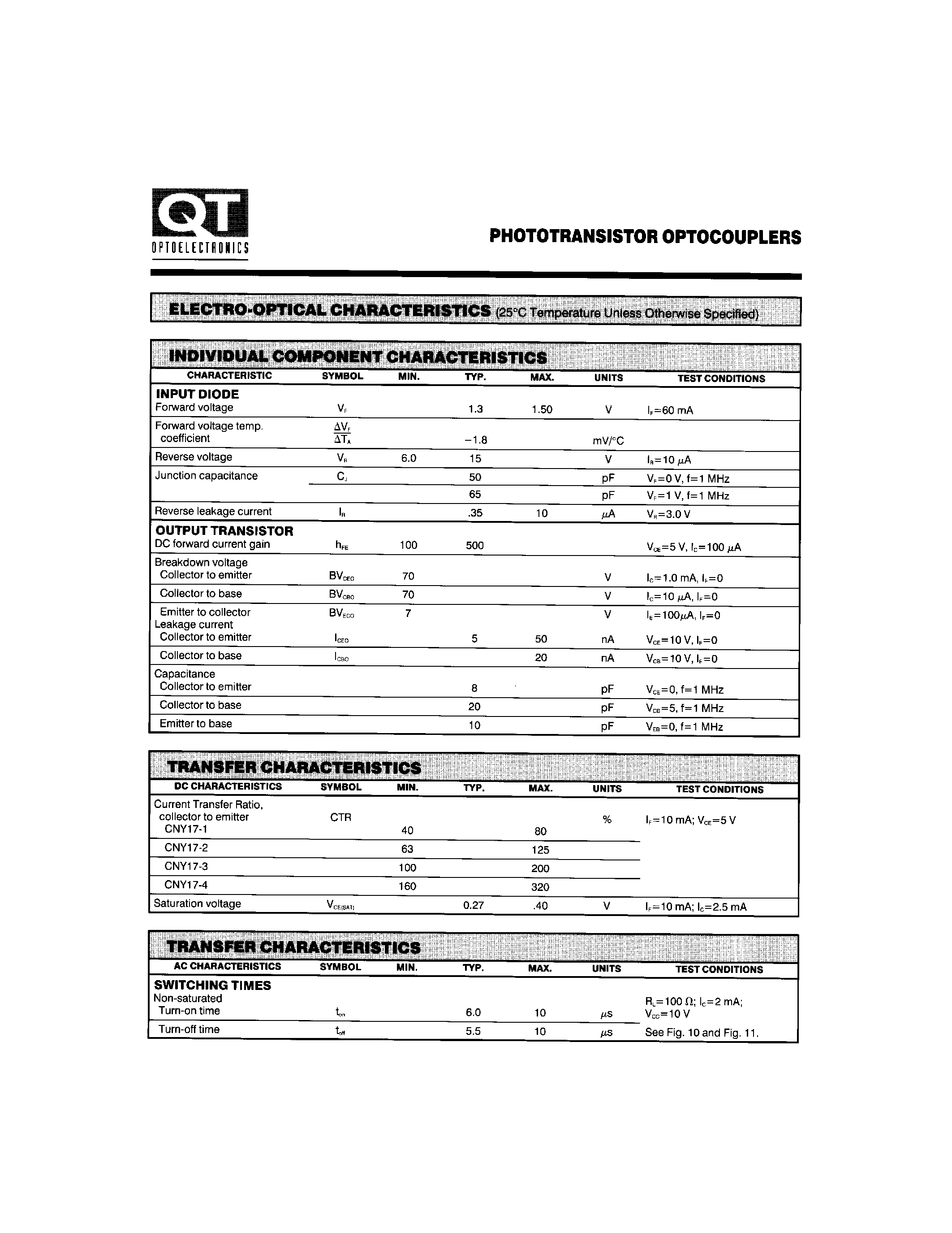 Даташит CNY17-1 - PHOTOTRANSISTOR OPTOCOUPLERS страница 2