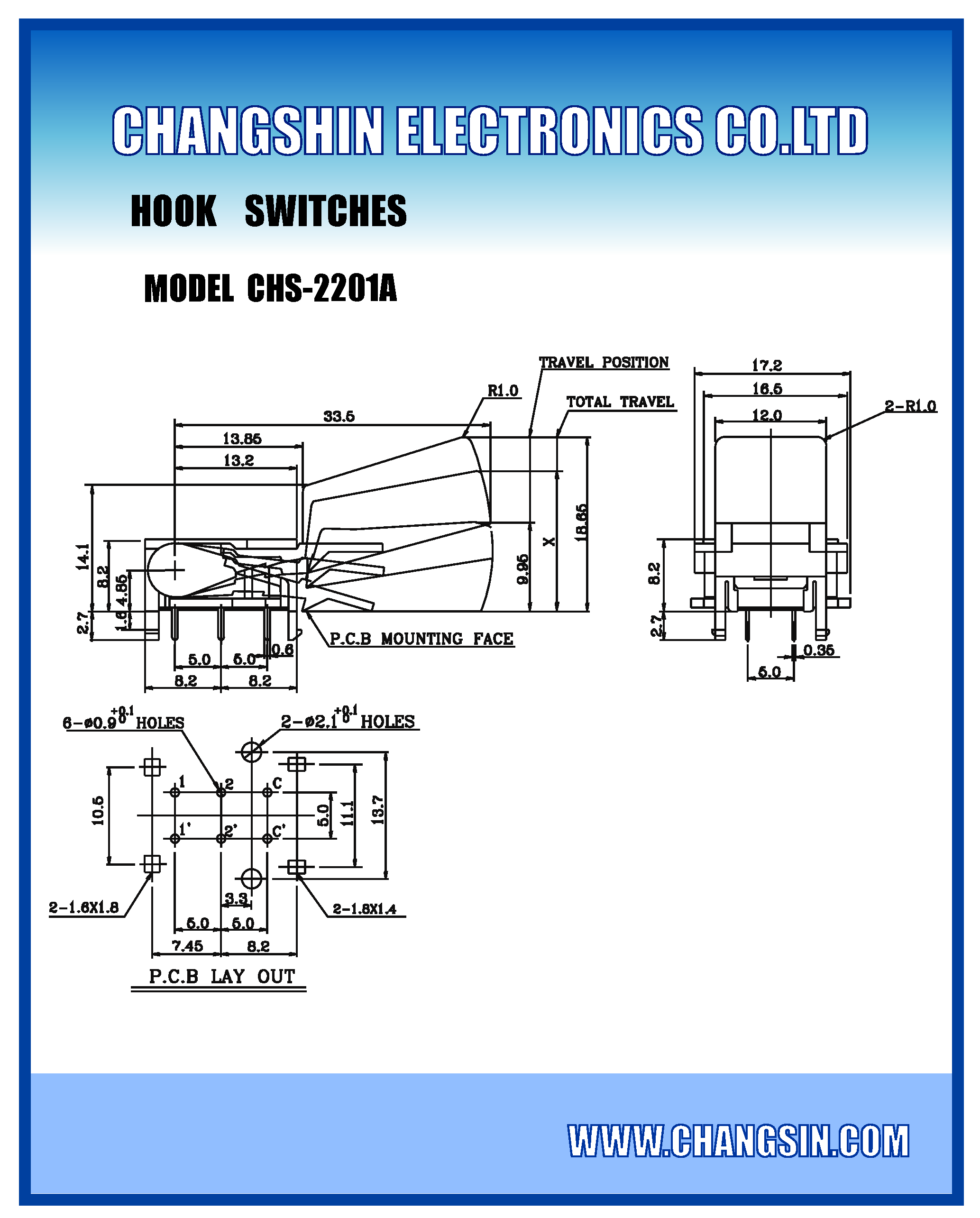 Даташит CHS-2201A - Hook Switches страница 1