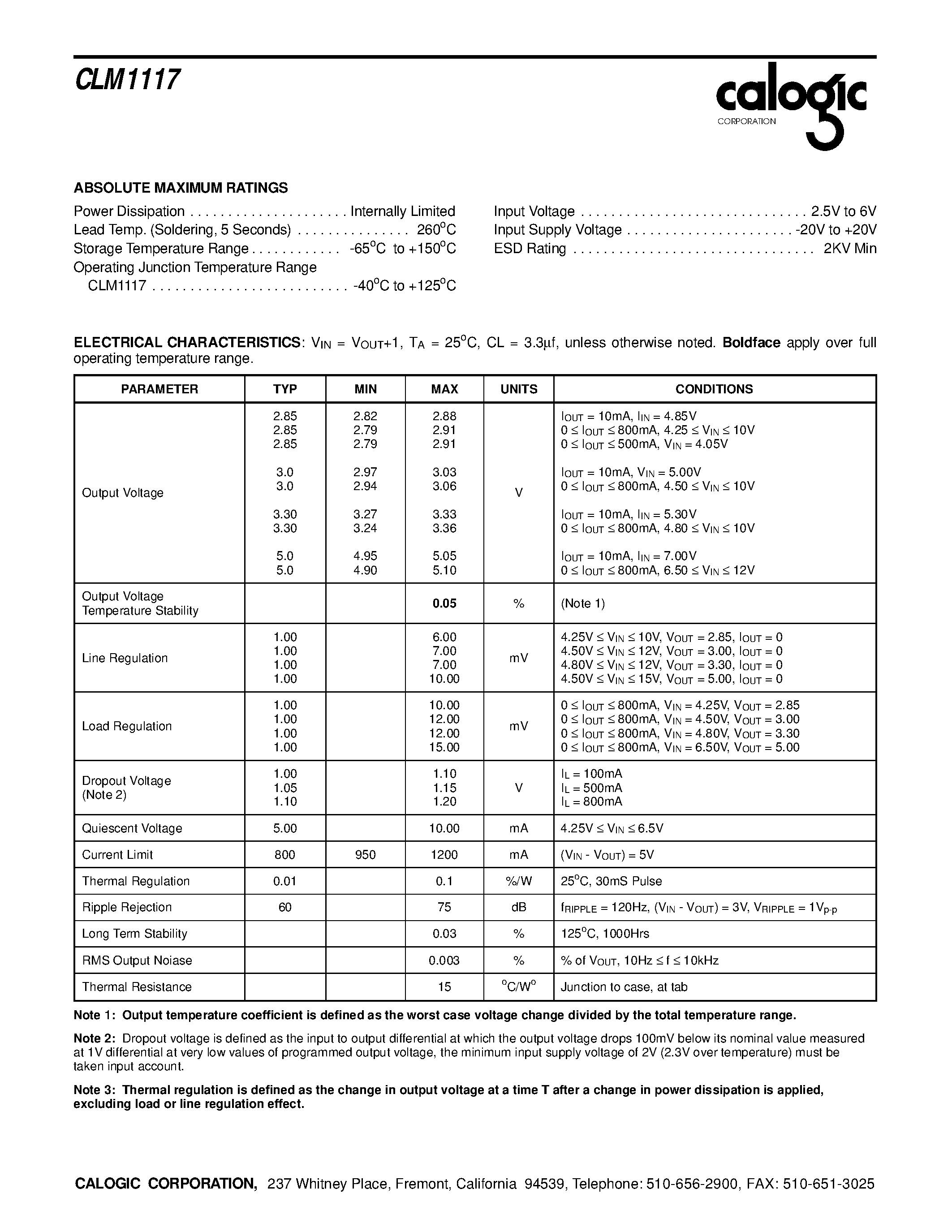 Даташит CLM1117M - 800mA Low Dropout Regulator SCSI-II Active Terminator страница 2