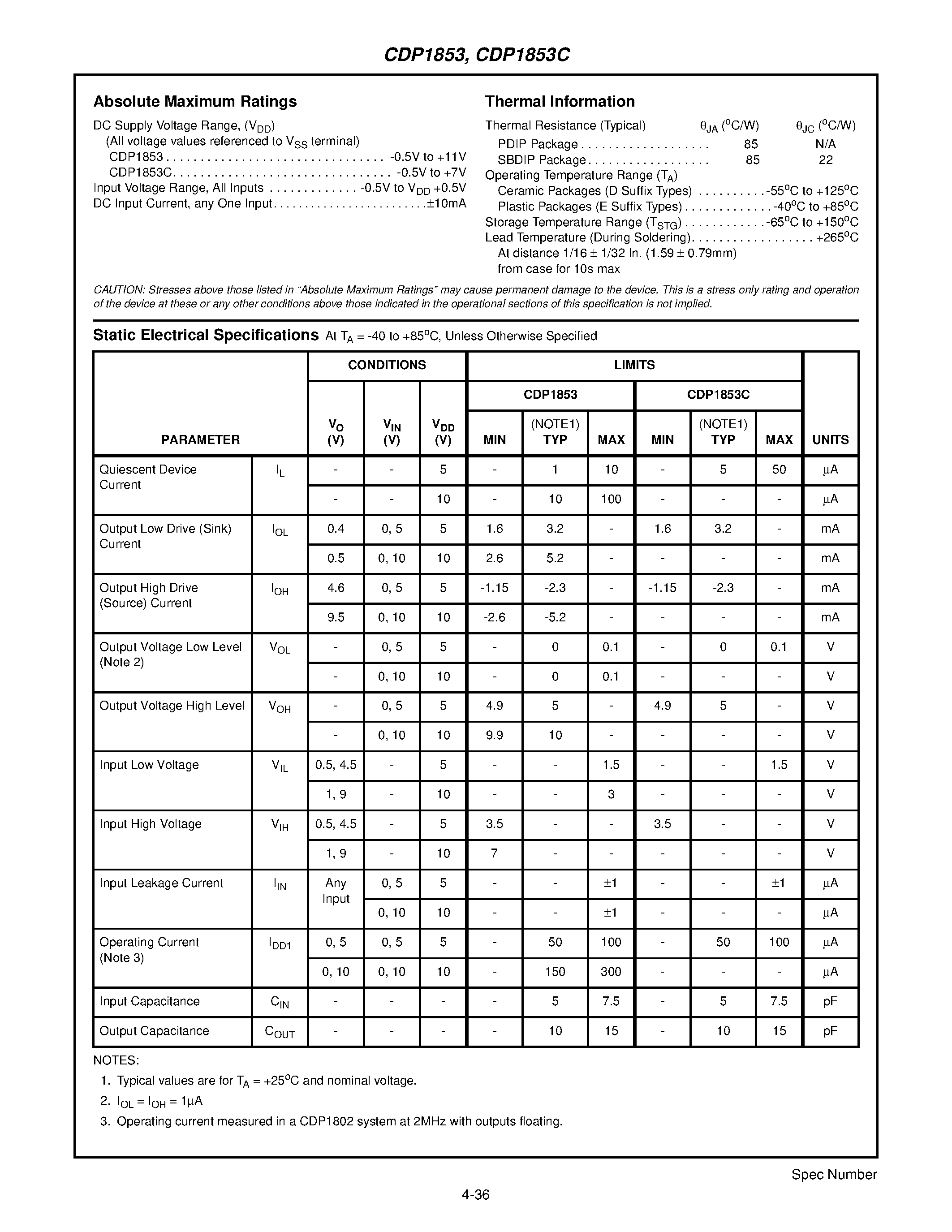Datasheet CDP1853CD - N-Bit 1 of 8 Decoder page 2