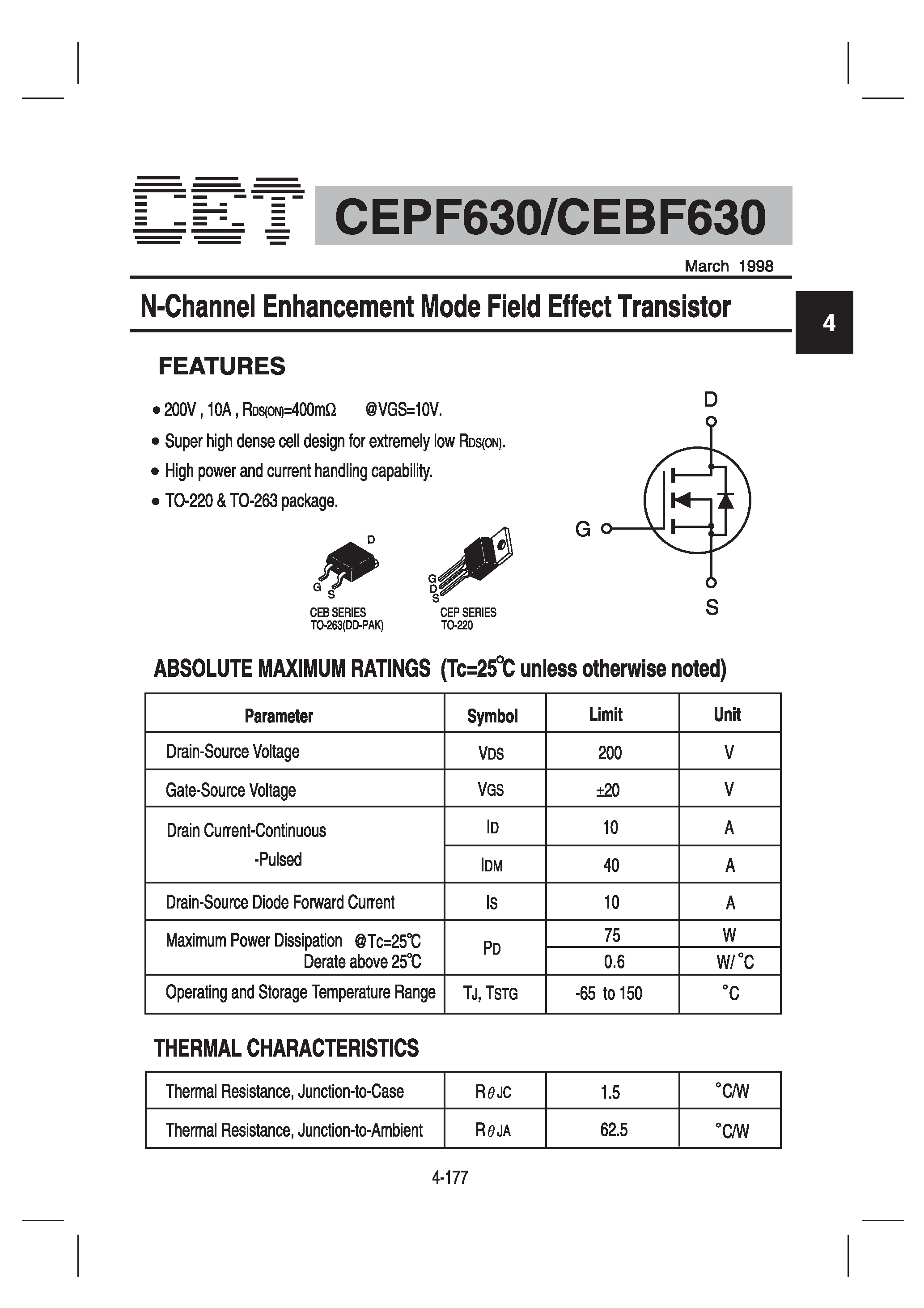 Datasheet CEBF630 - N-Channel Enhancement Mode Field Effect Transistor page 1