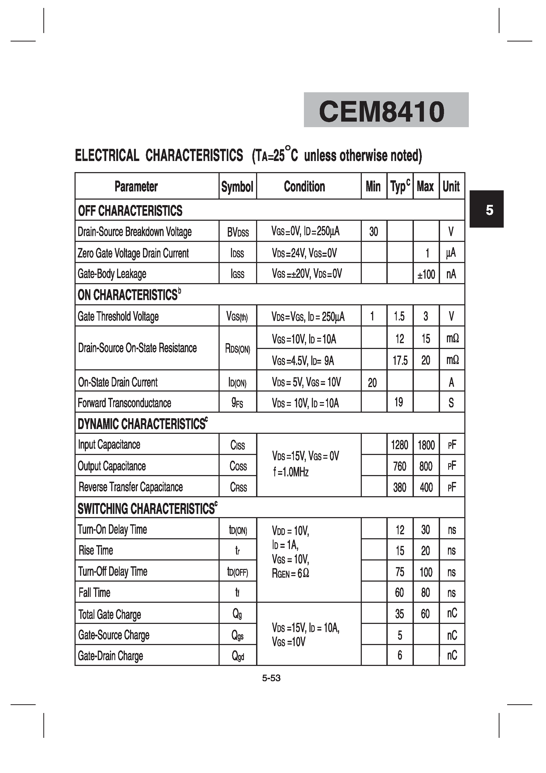 Datasheet CEM8410 - N-Channel Enhancement Mode Field Effect Transistor page 2