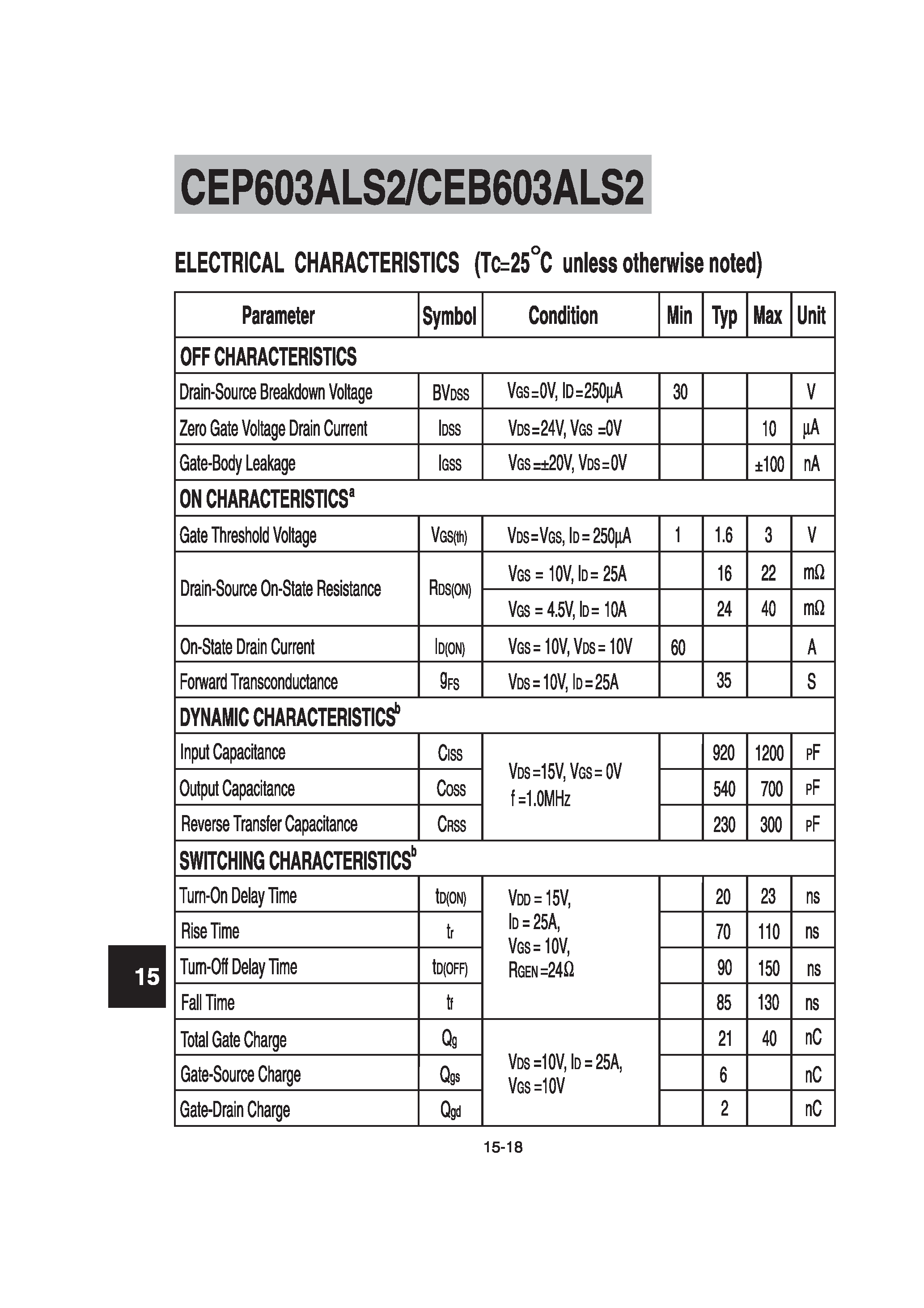 Datasheet CEP603ALS2 - N-Channel Logic Level Enhancement Mode Field Effect Transistor page 1