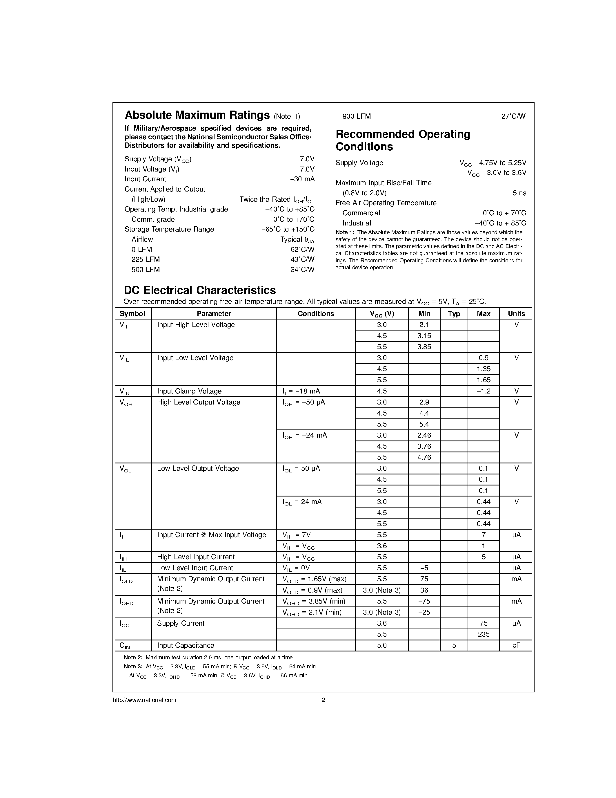 Datasheet CGS2535V - Commercial Quad 1 to 4 Clock Drivers/Industrial Quad 1 to 4 Clock Drivers page 2