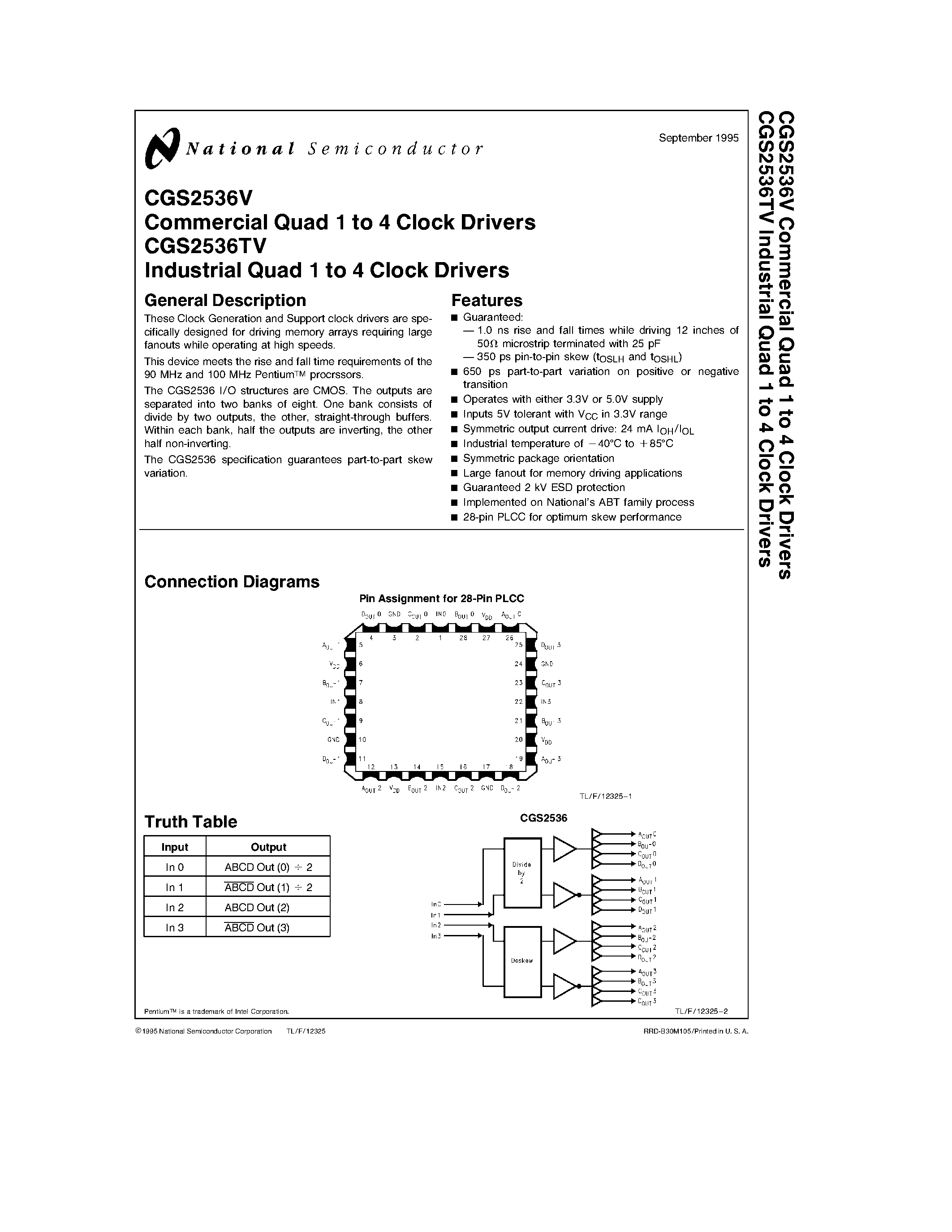 Datasheet CGS2536V - Commercial/ Industrial Quad 1 to 4 Clock Drivers page 1