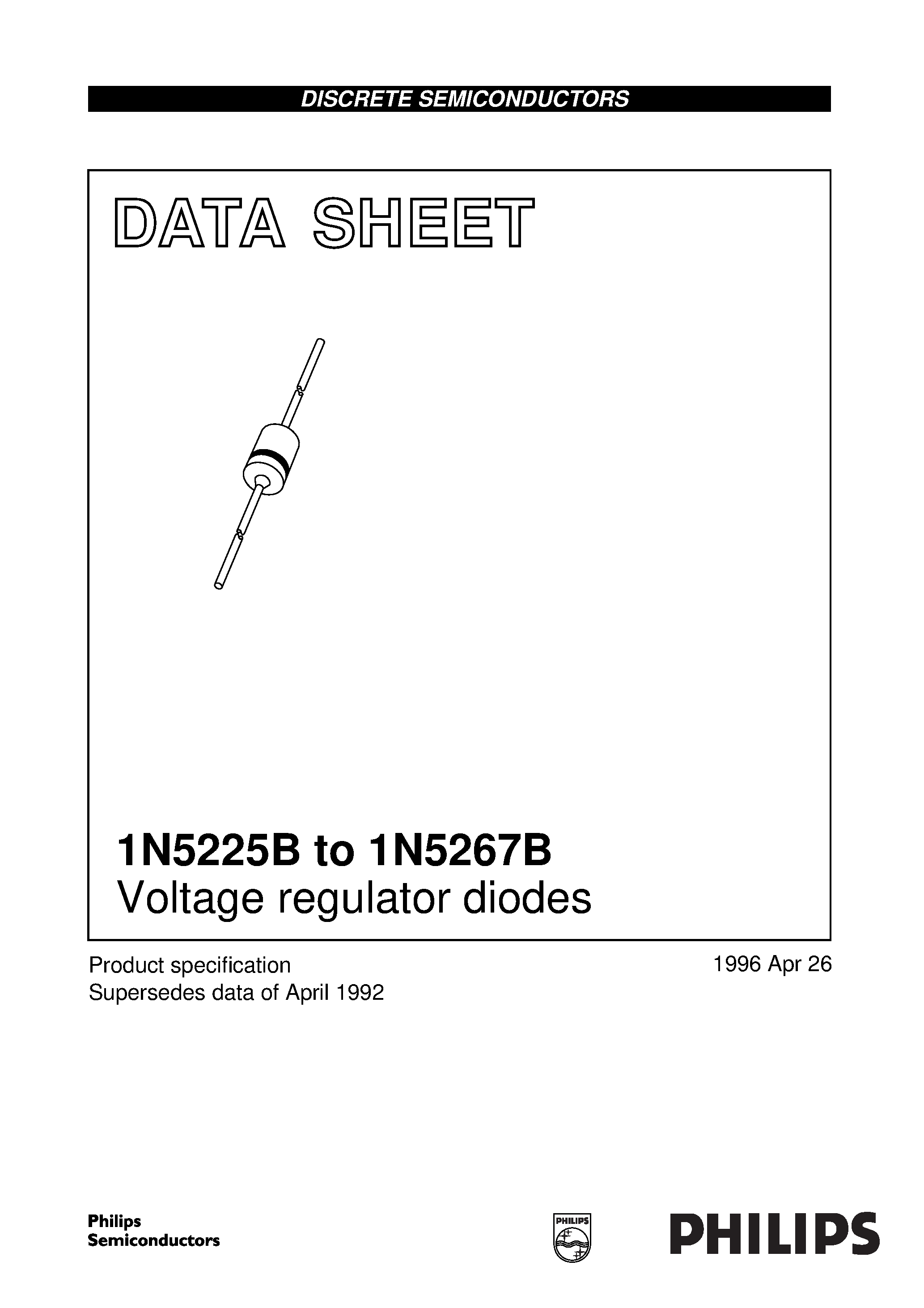 Datasheet 1N5260B - Voltage regulator diodes page 1