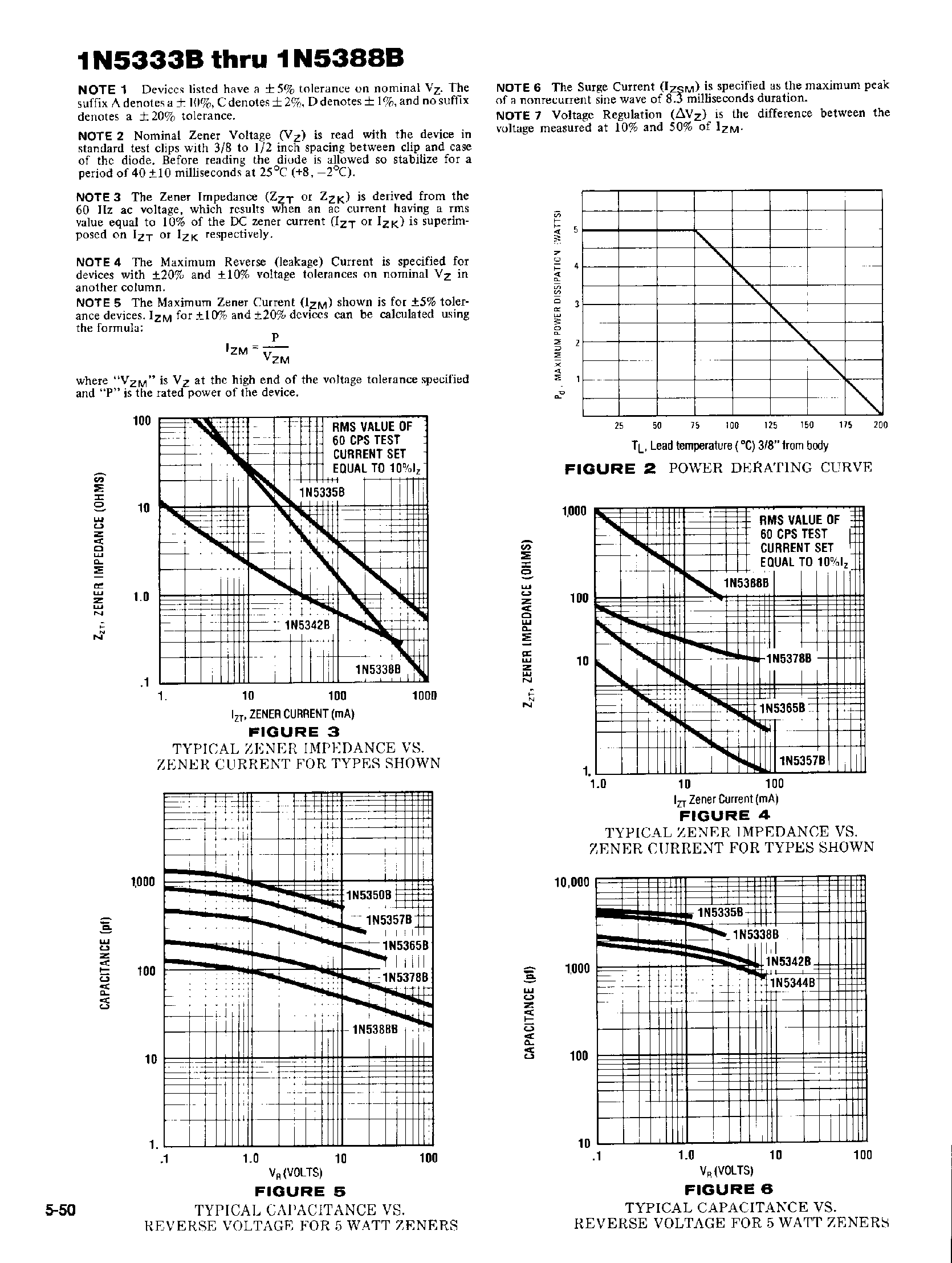 Datasheet 1N5373B - SILICON 5 WATT ZENER DIODES page 2