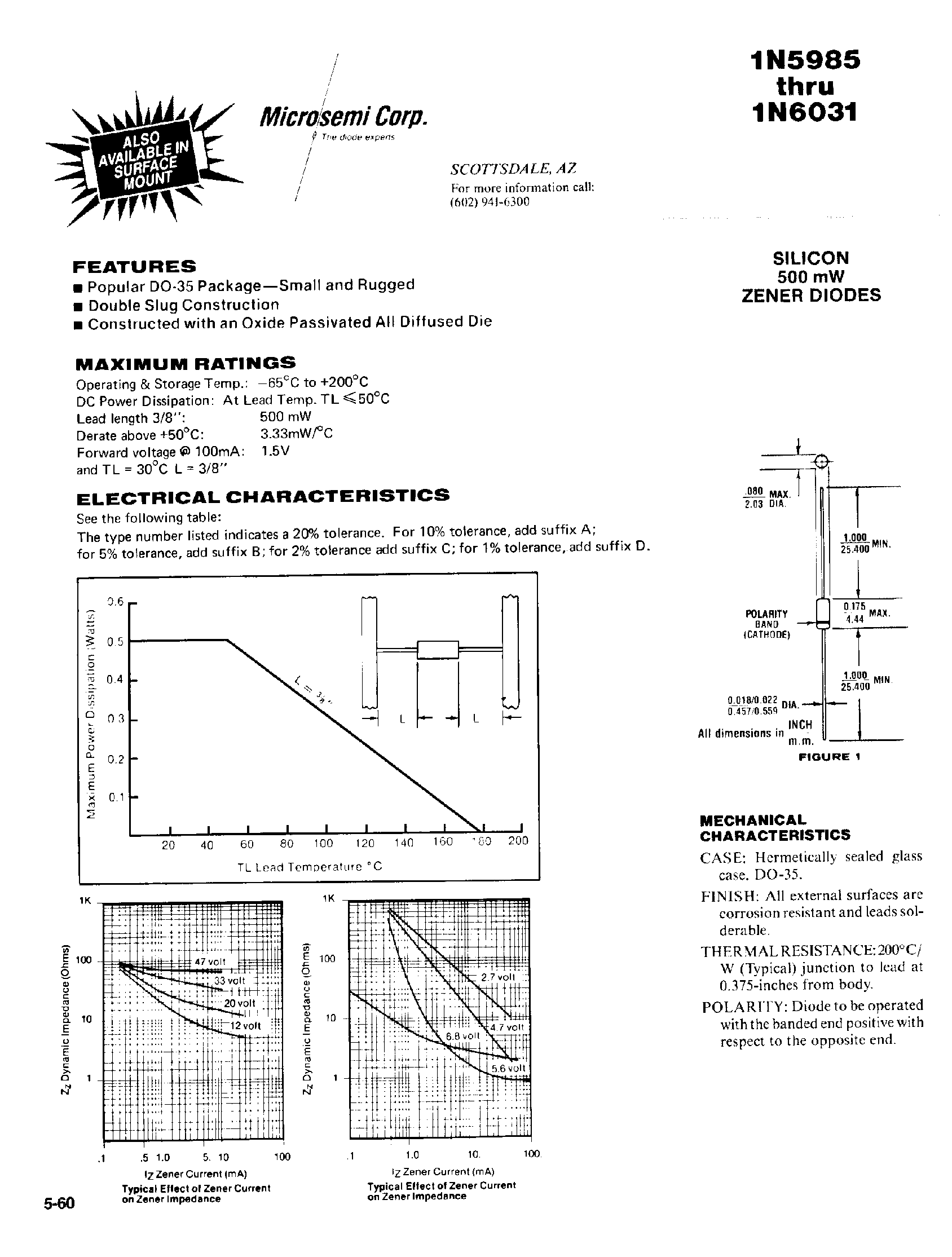 Datasheet 1N5603 - RECTIFIERS ASSEMBLIES page 1