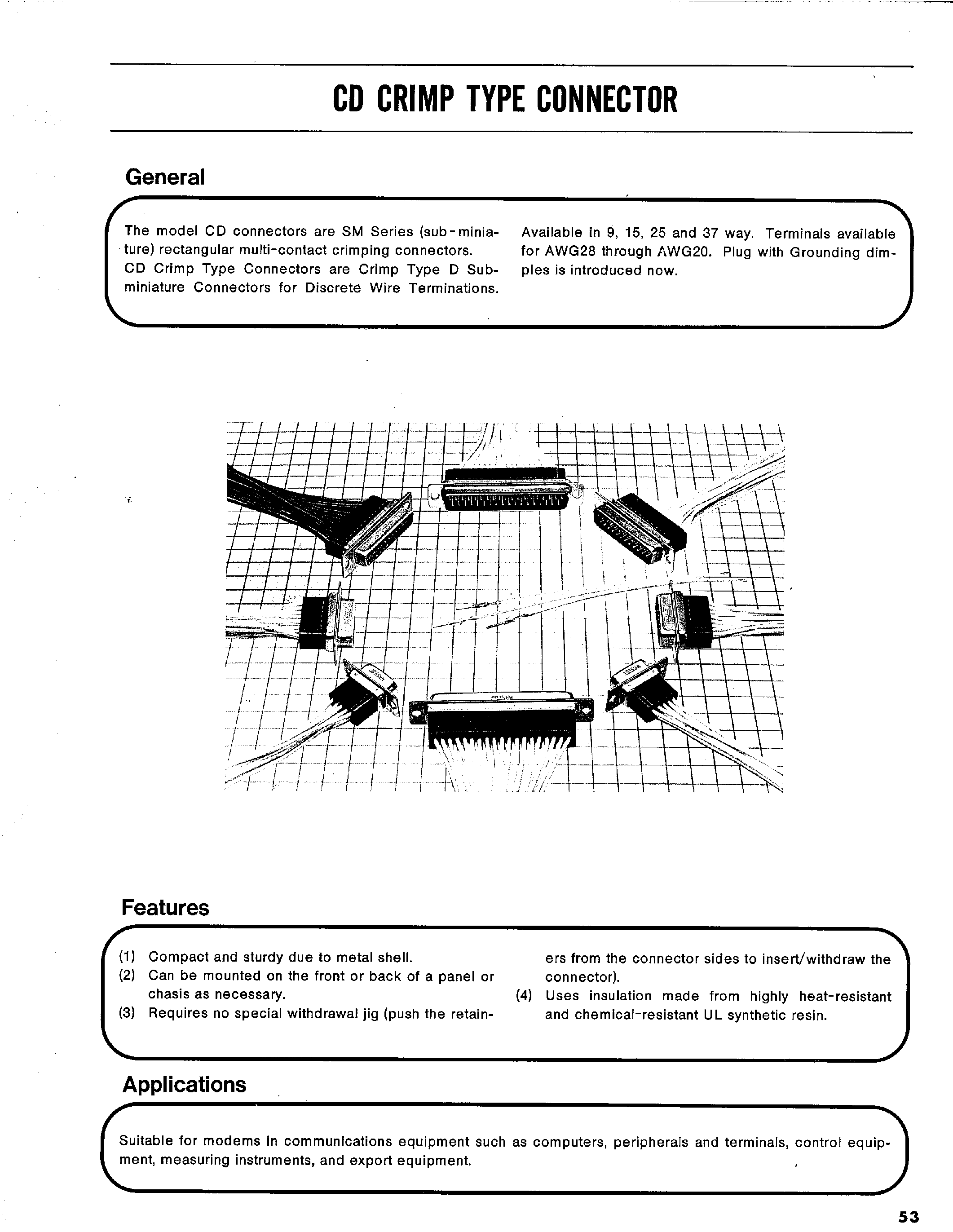 Datasheet CDE-15SF page 1 Datasheet CDE-15SF - CD CRIMP TYPE CONNECTOR page 1