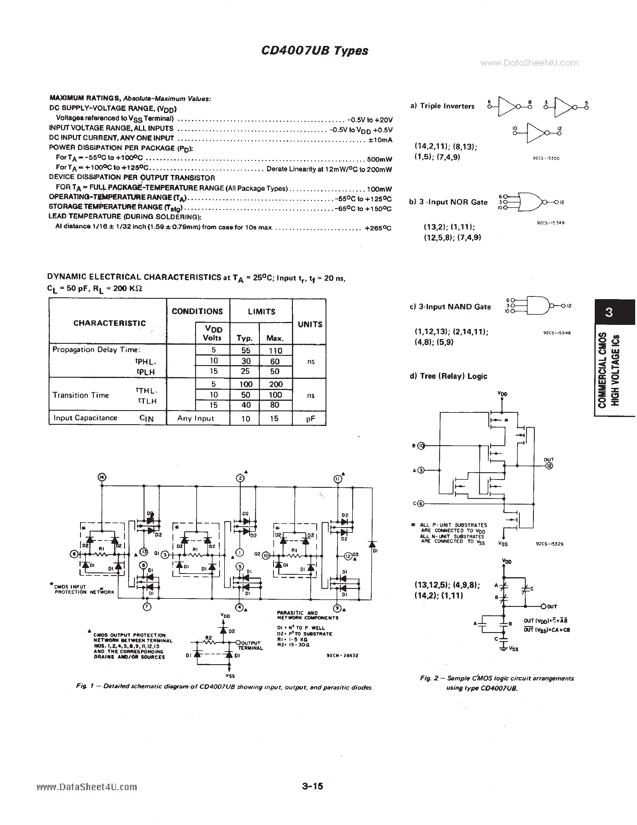Datasheet CD4007 page 2 Datasheet CD4007 - Dual Complementary Pair Plus Inverter page 2