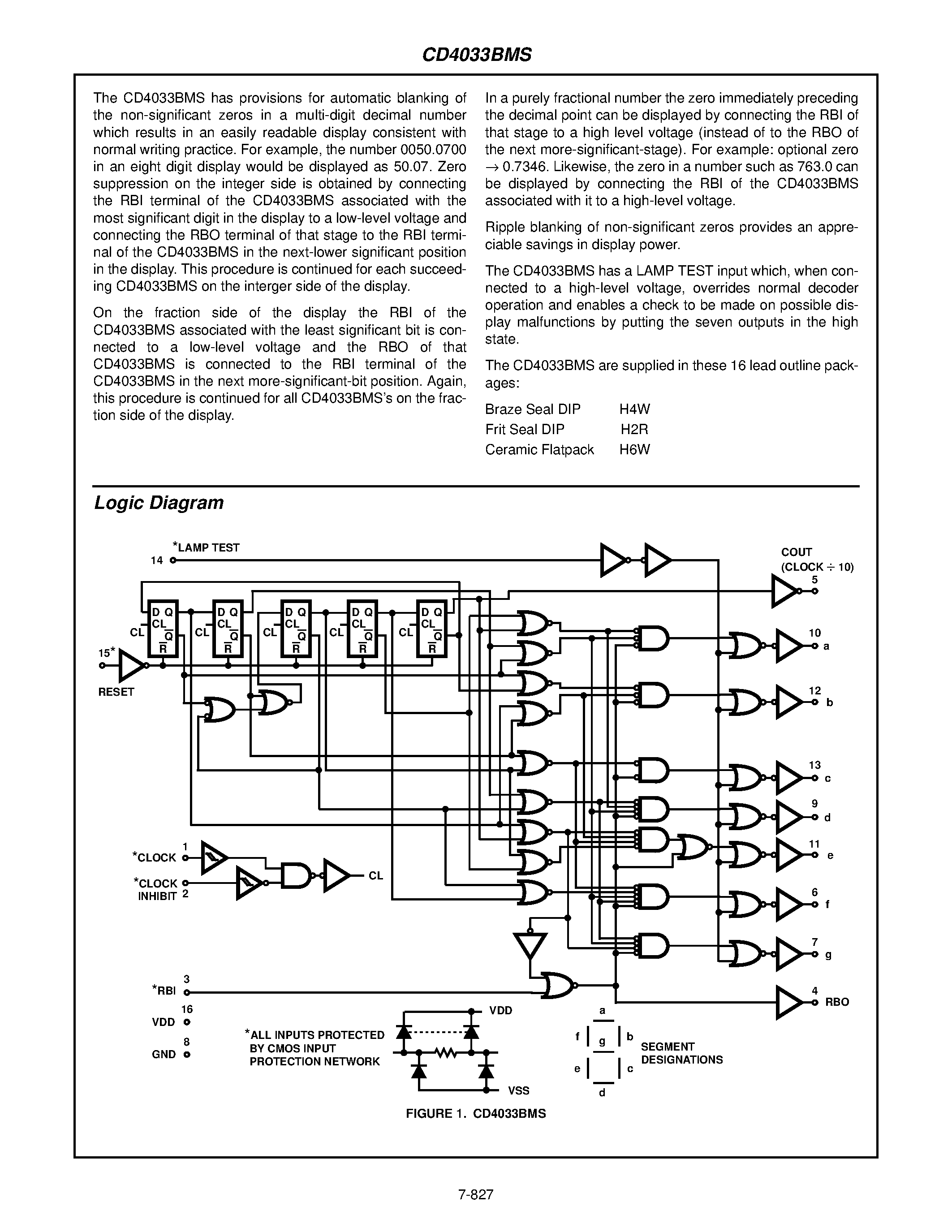 Даташит CD4033BMS - CMOS Decade Counter/Divider страница 2