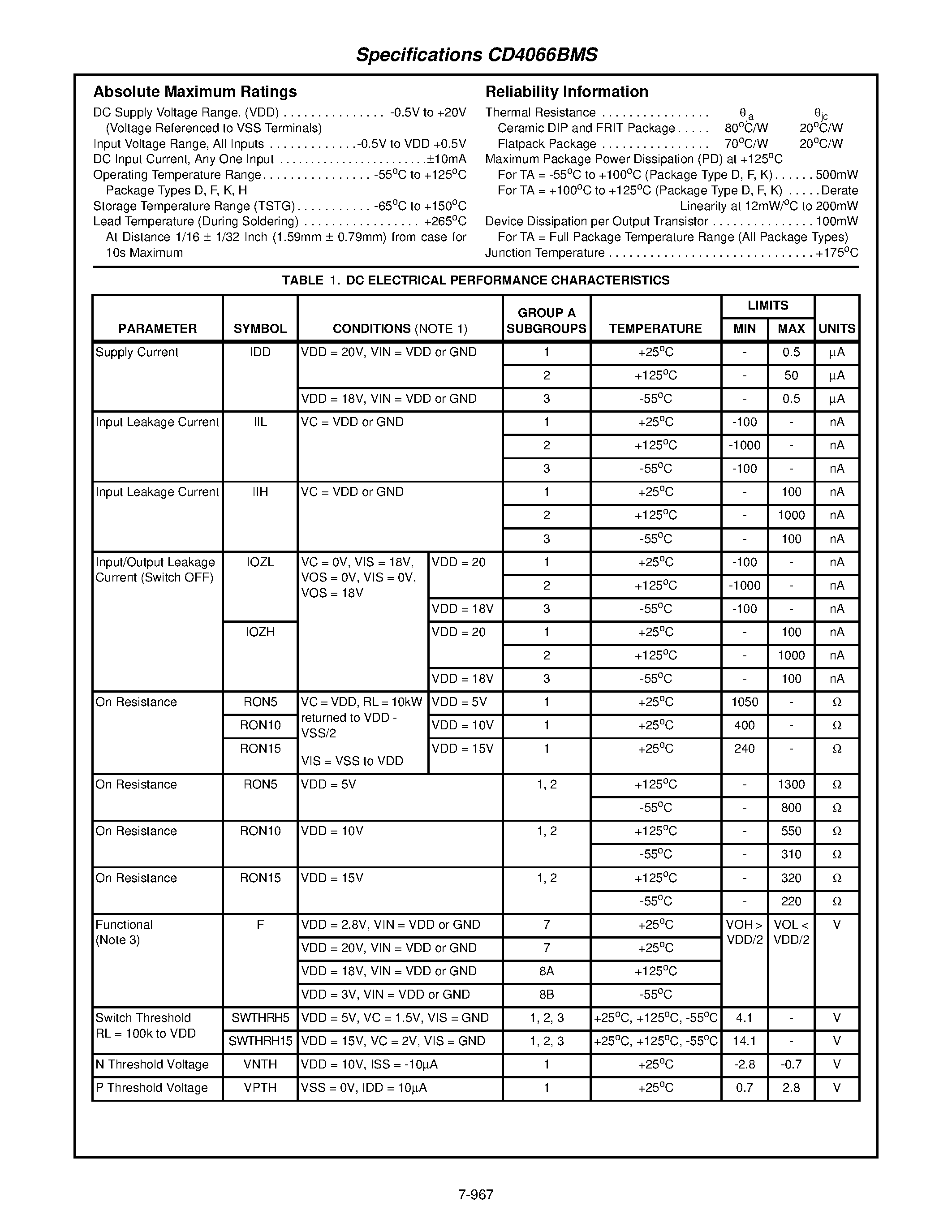Datasheet CD4066 - CMOS 4-Bit Magnitude Comparator page 2