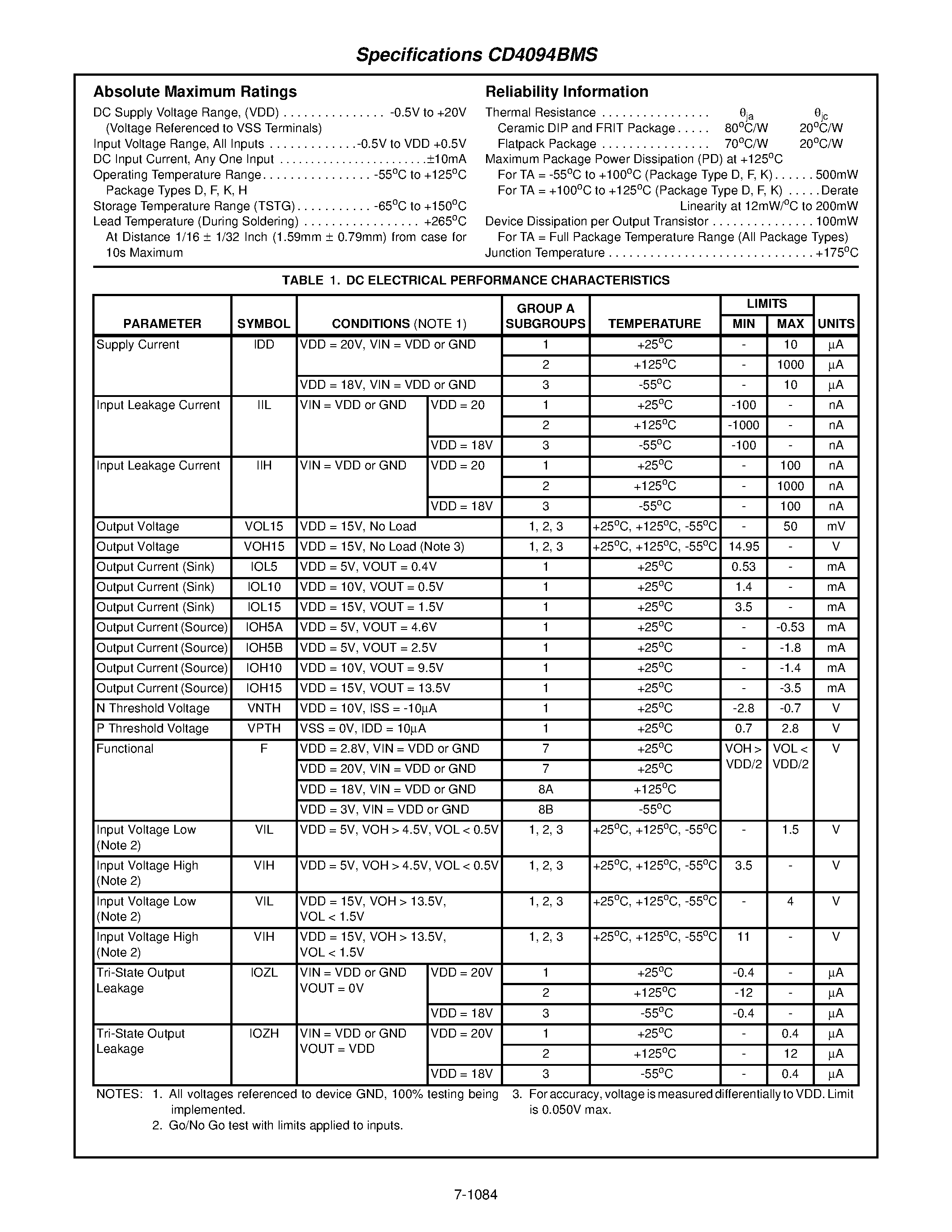 Даташит CD4094 - CMOS 8-Stage Shift-and-Store Bus Register страница 2