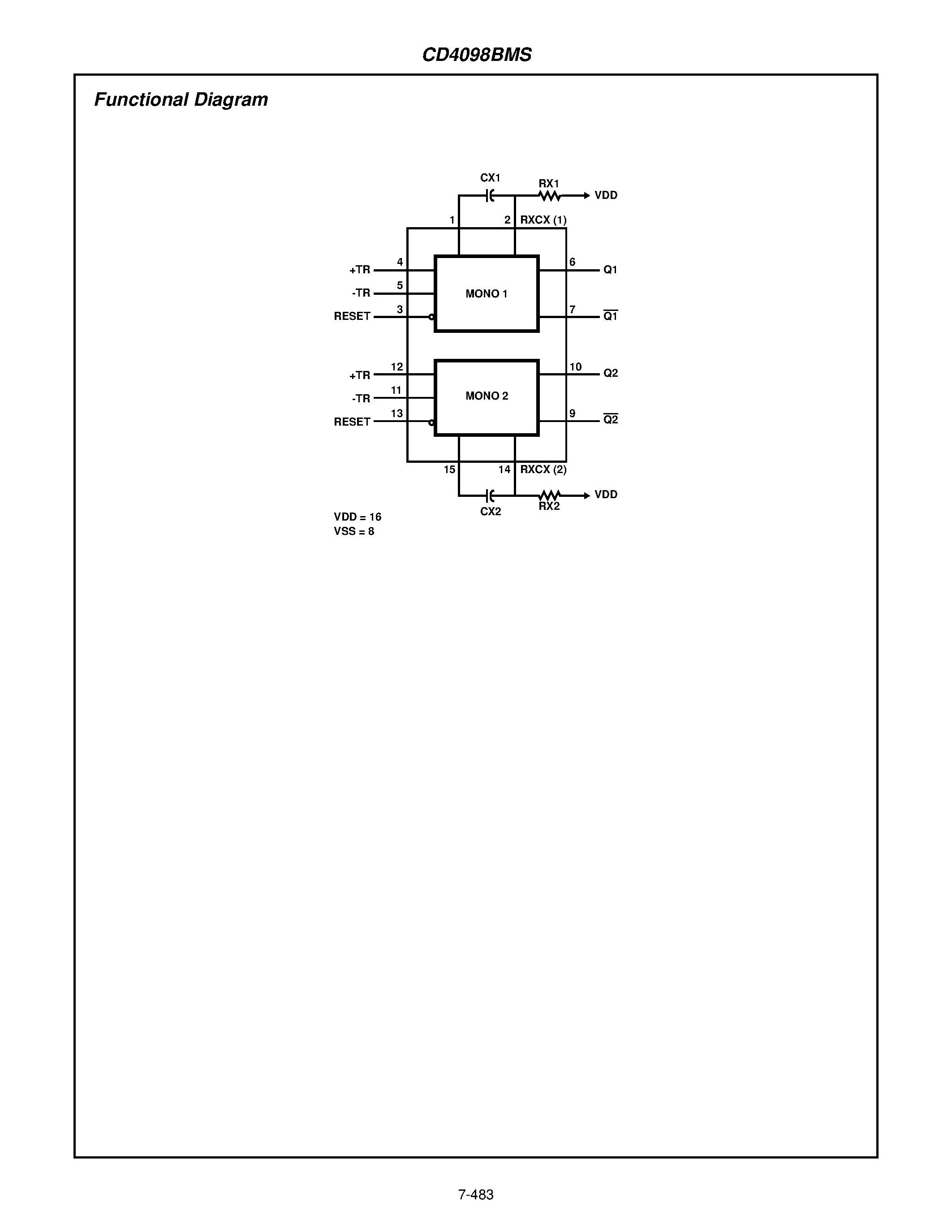 Даташит CD4098 - CMOS Dual Monostable Multivibrator страница 2