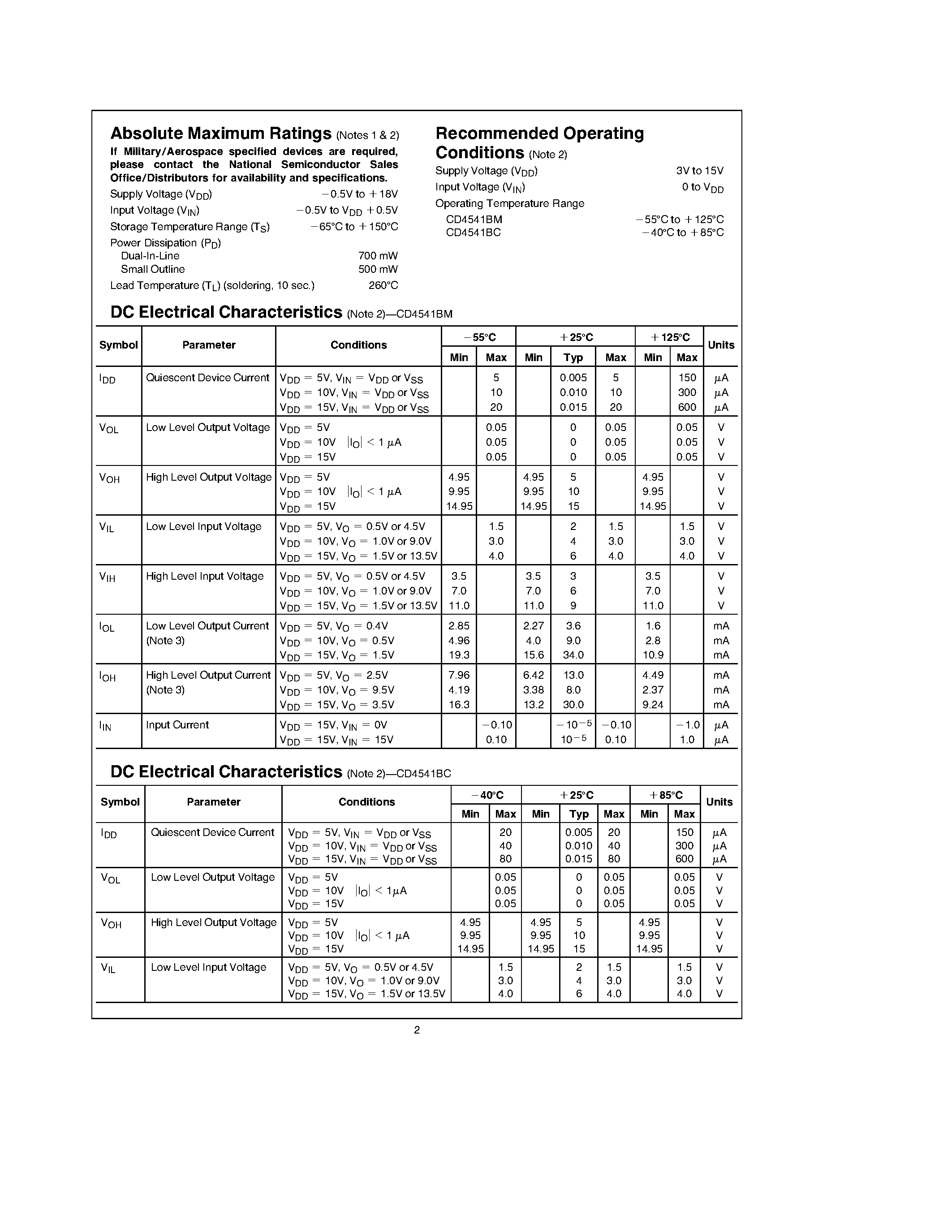 Даташит CD4541BM - Programmable Timer страница 2