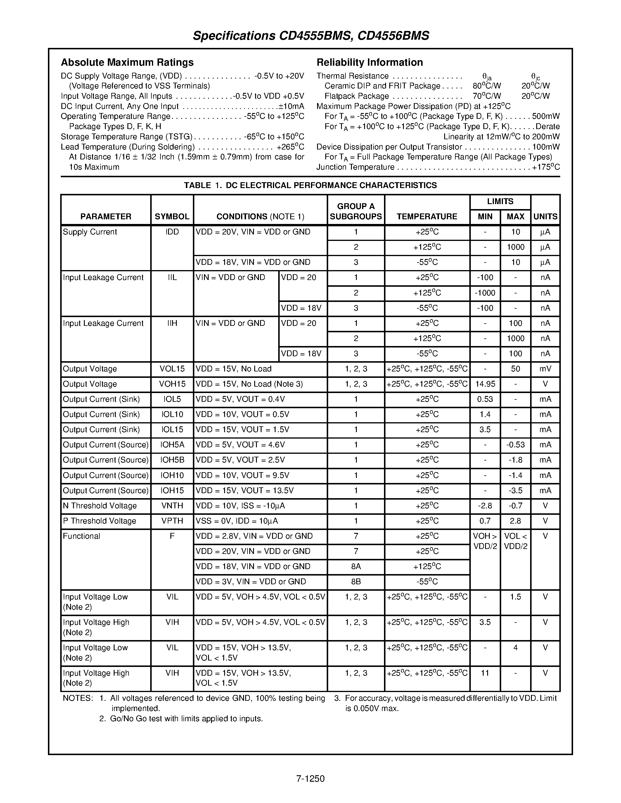 Datasheet CD4555BMS - CMOS Dual Binary to 1 of 4 Decoder/Demultiplexers page 2