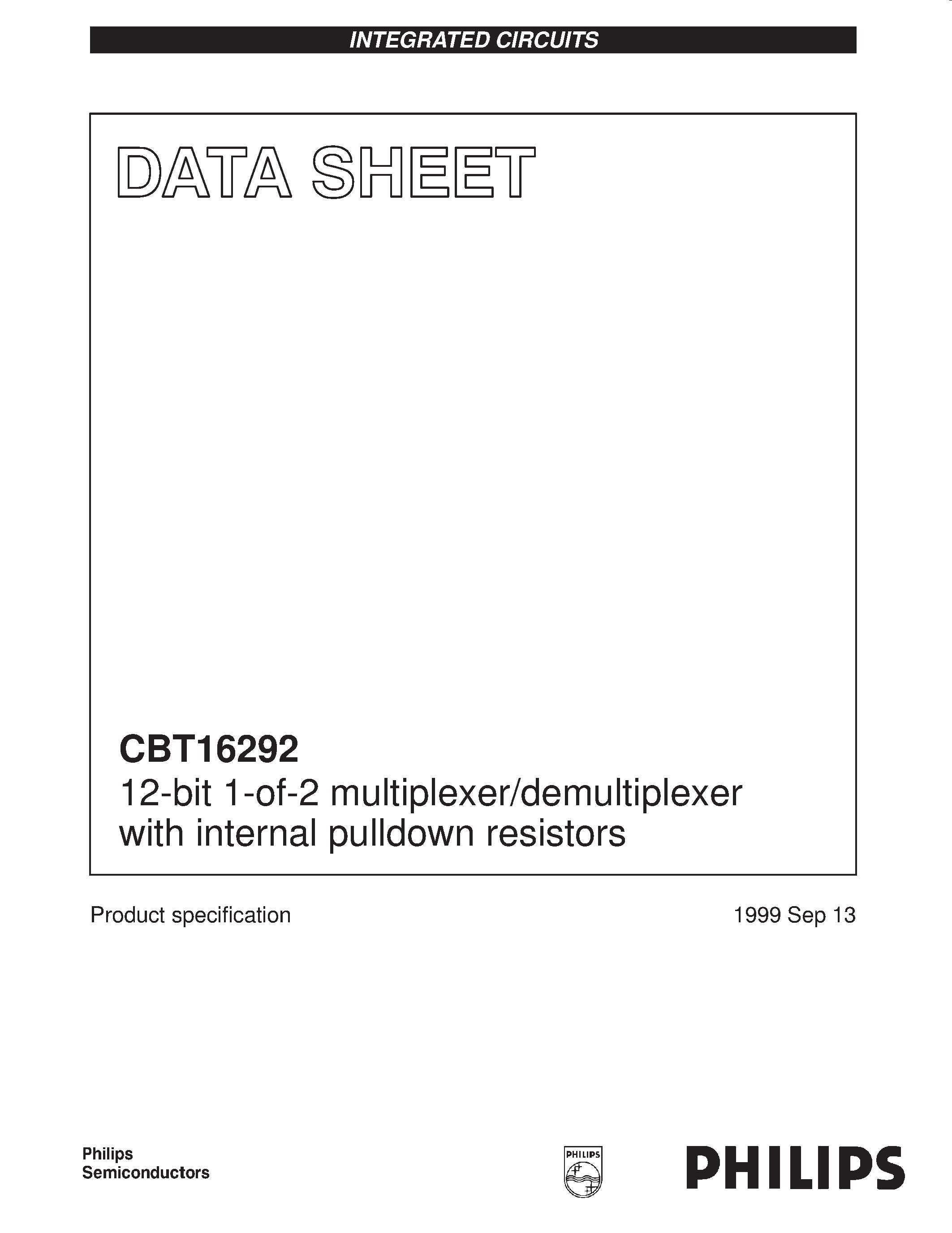 Даташит CBT16292DGG - 12-bit 1-of-2 multiplexer/demultiplexer with internal pulldown resistors страница 1