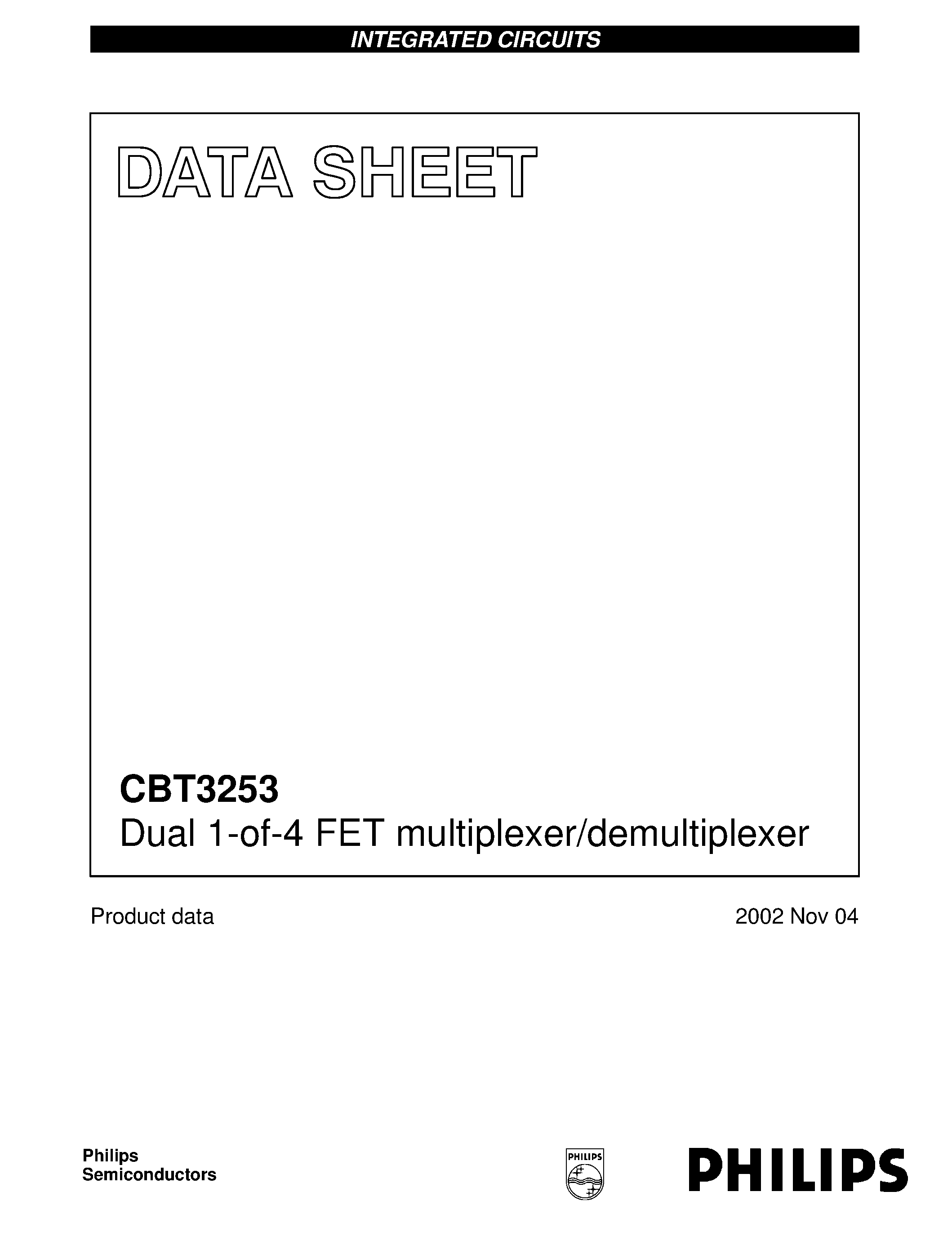 Datasheet CBT3253DB - Dual 1-of-4 FET multiplexer/demultiplexer page 1
