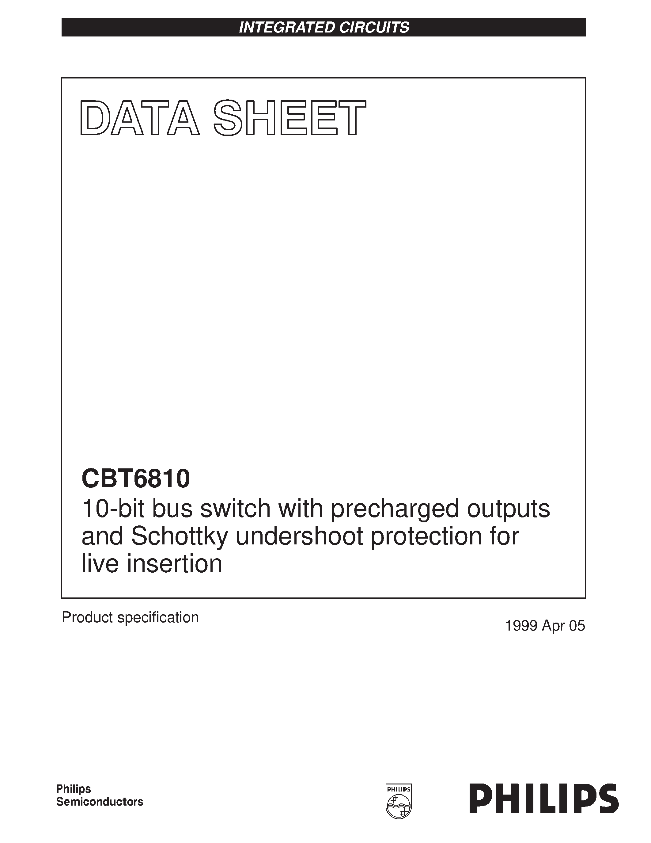 Даташит на микросхему CBT6810PW страница 1 Даташит CBT6810PW - 10-bit bus switch with precharged outputs and Schottky undershoot protection for live insertion страница 1