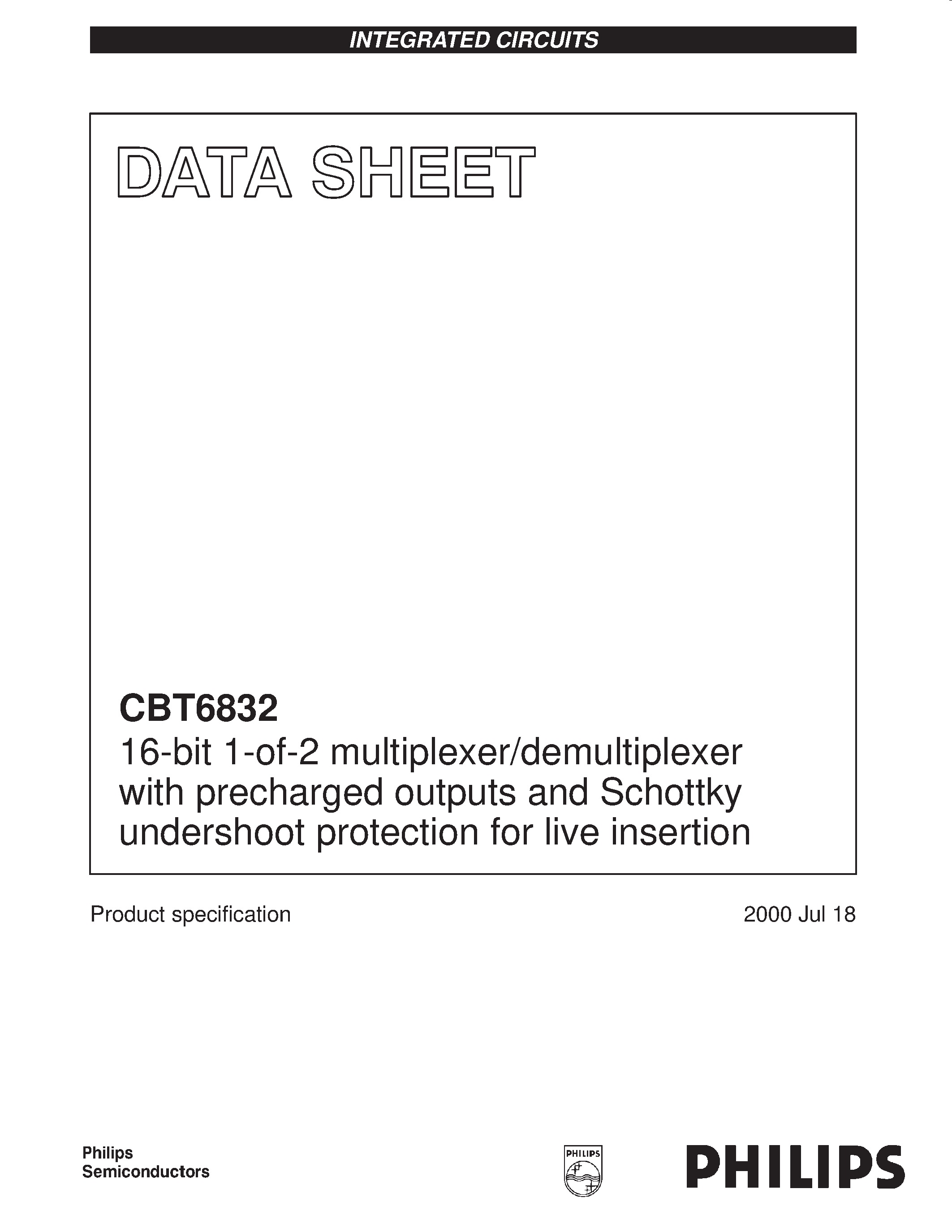 Даташит на микросхему CBT6820 страница 1 Даташит CBT6820 - 20-bit bus switch with precharged outputs and Schottky undershoot protection for live insertion страница 1