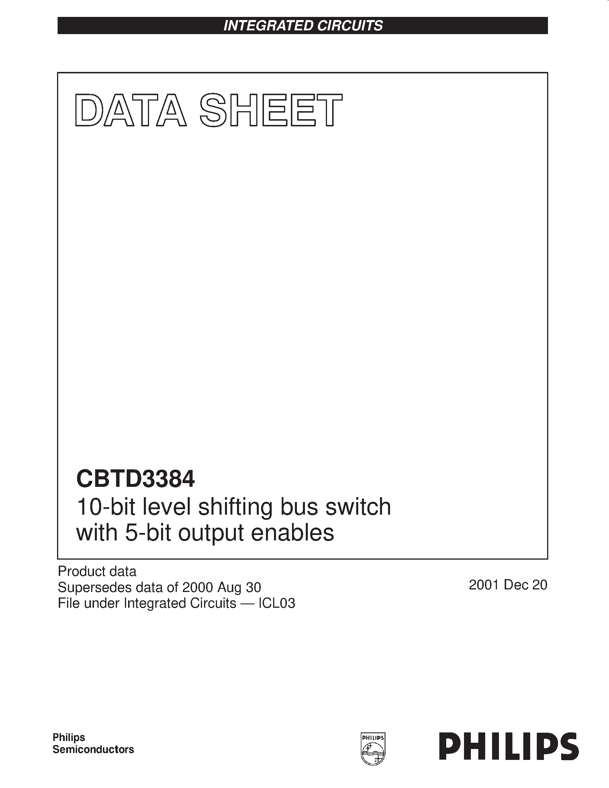 Datasheet CBTD3384PW - 10-bit level shifting bus switch with 5-bit output enables page 1
