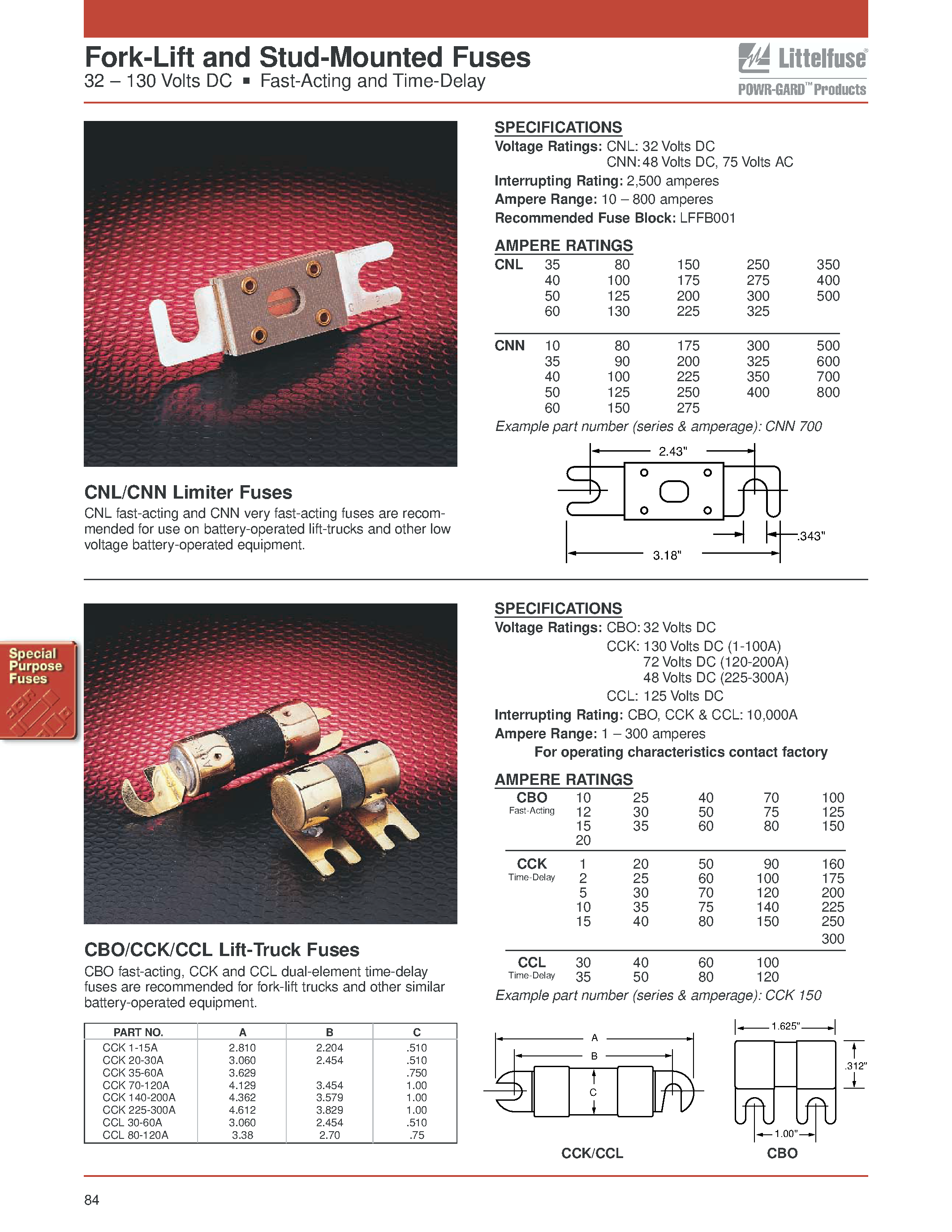 Datasheet CCK20-30A - Fork-Lift and Stud-Mounted Fuses page 1