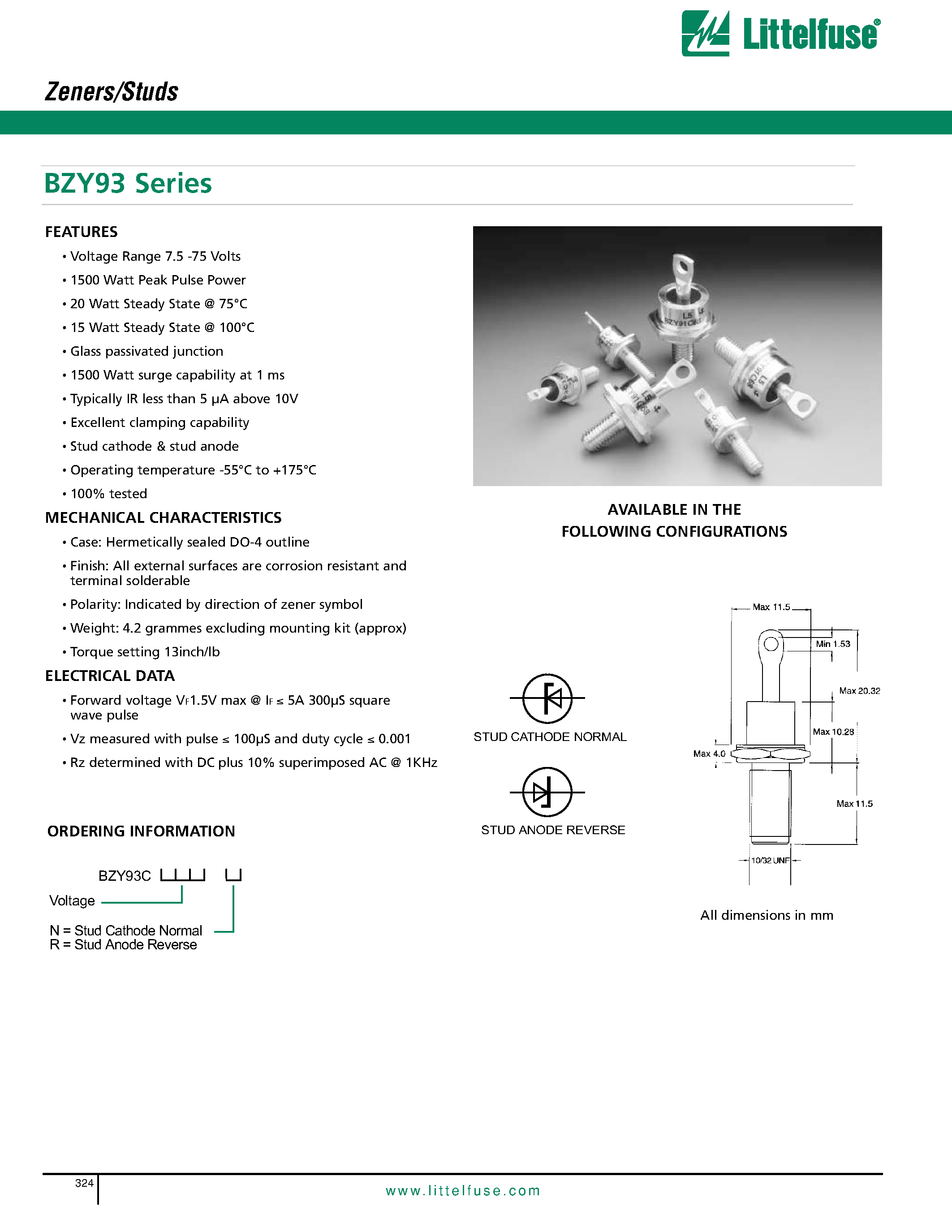 Даташит BZY93C-N - BZY93 Series страница 1