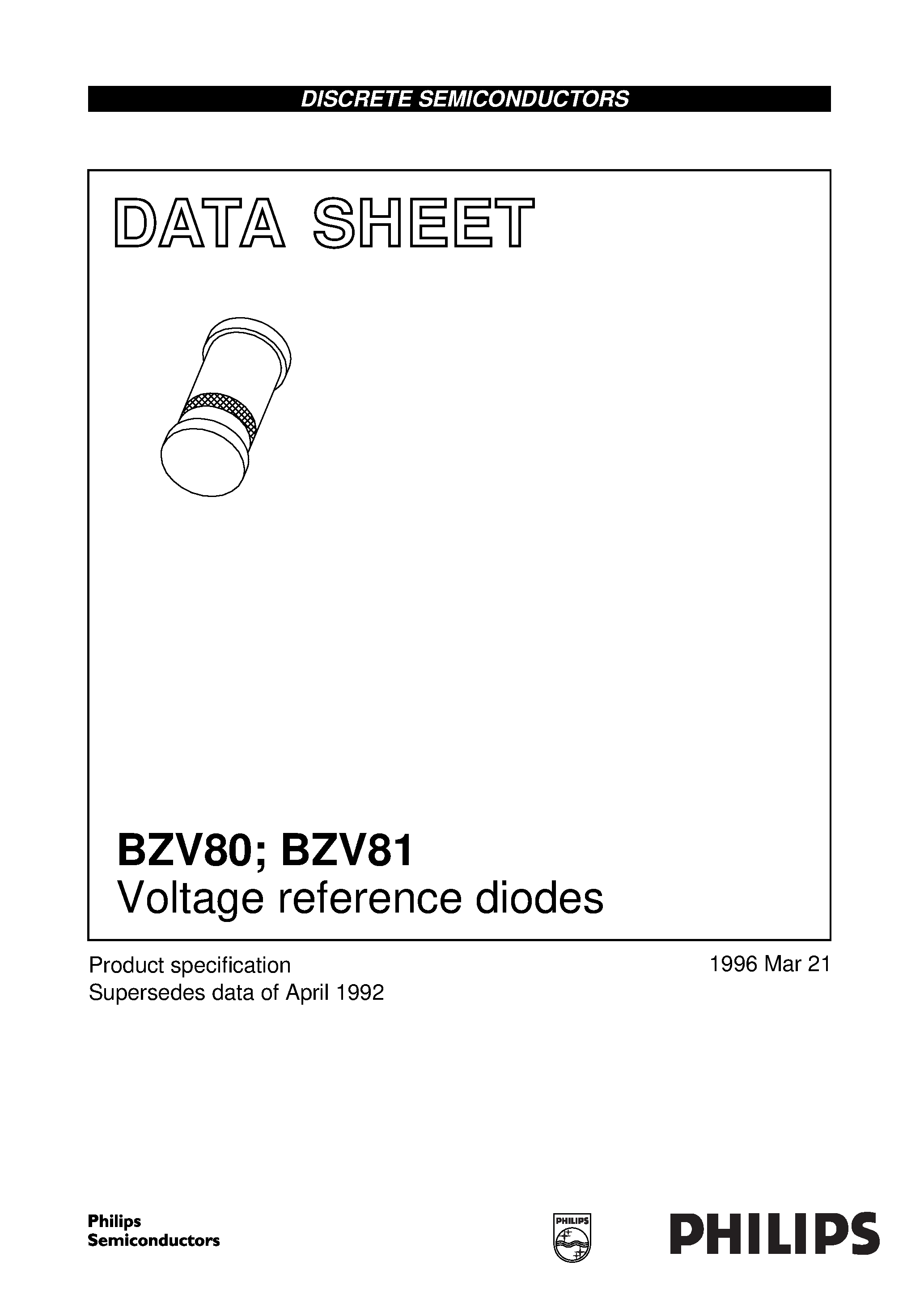 Даташит на микросхему BZV80 страница 1 Даташит BZV80 - Voltage reference diodes страница 1