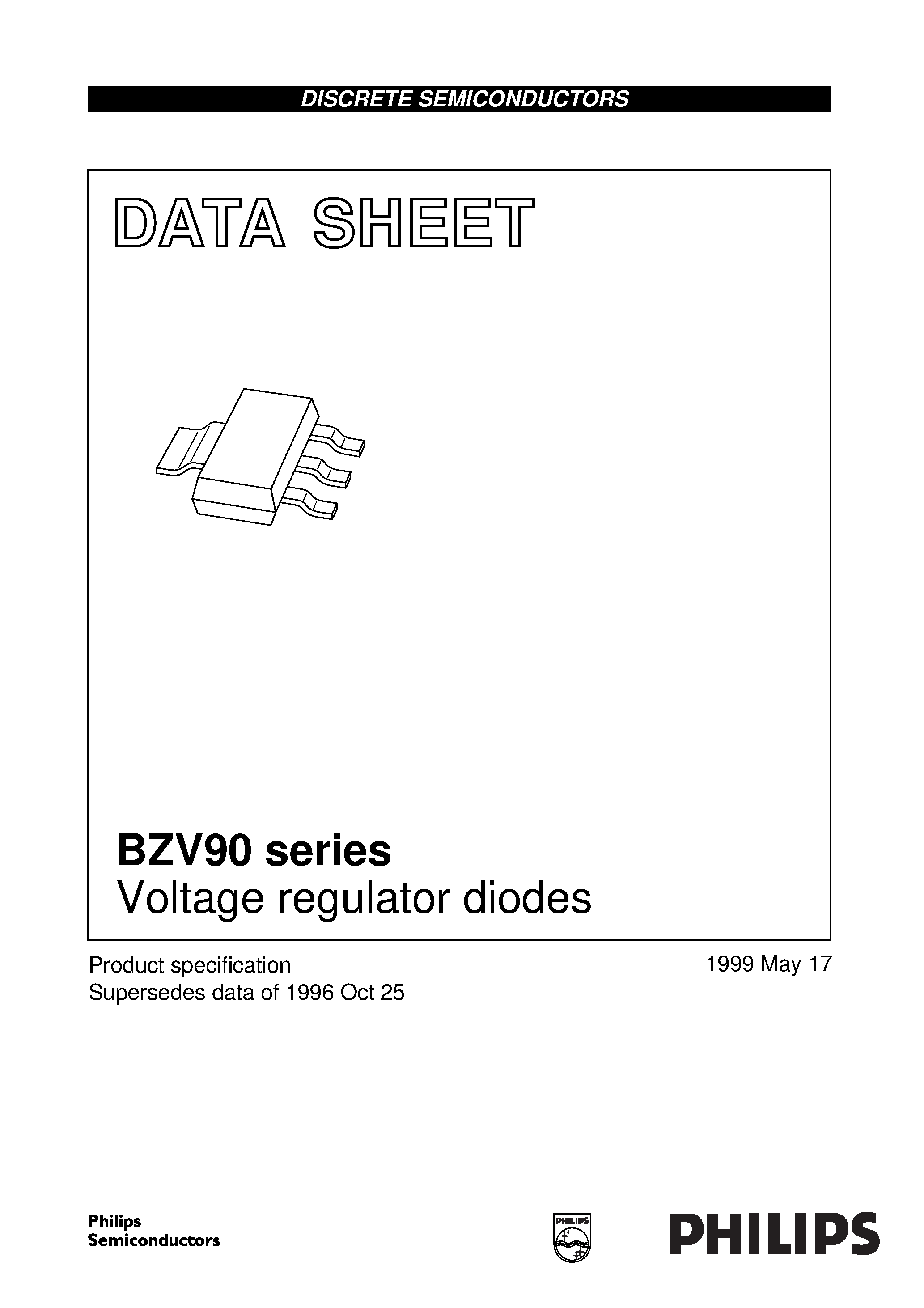 Даташит на микросхему BZV90-4V7 страница 1 Даташит BZV90-4V7 - Voltage regulator diodes страница 1