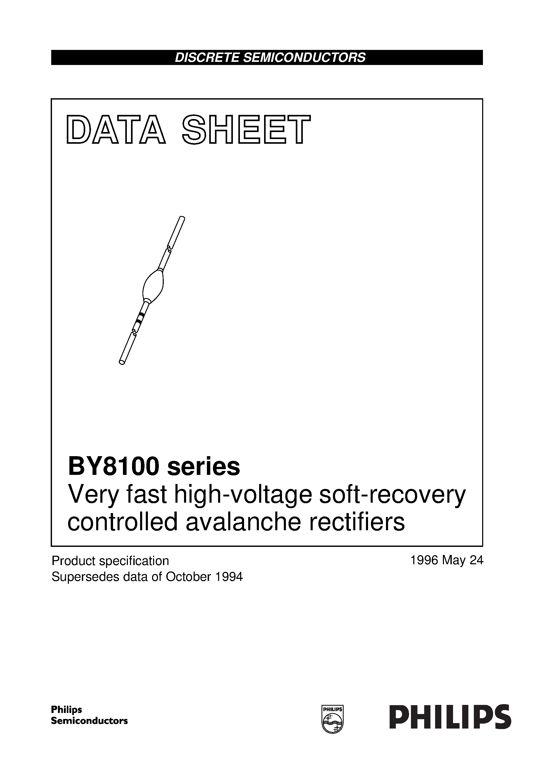 Datasheet BY8110 page 1 Datasheet BY8110 - Very fast high-voltage soft-recovery controlled avalanche rectifiers page 1