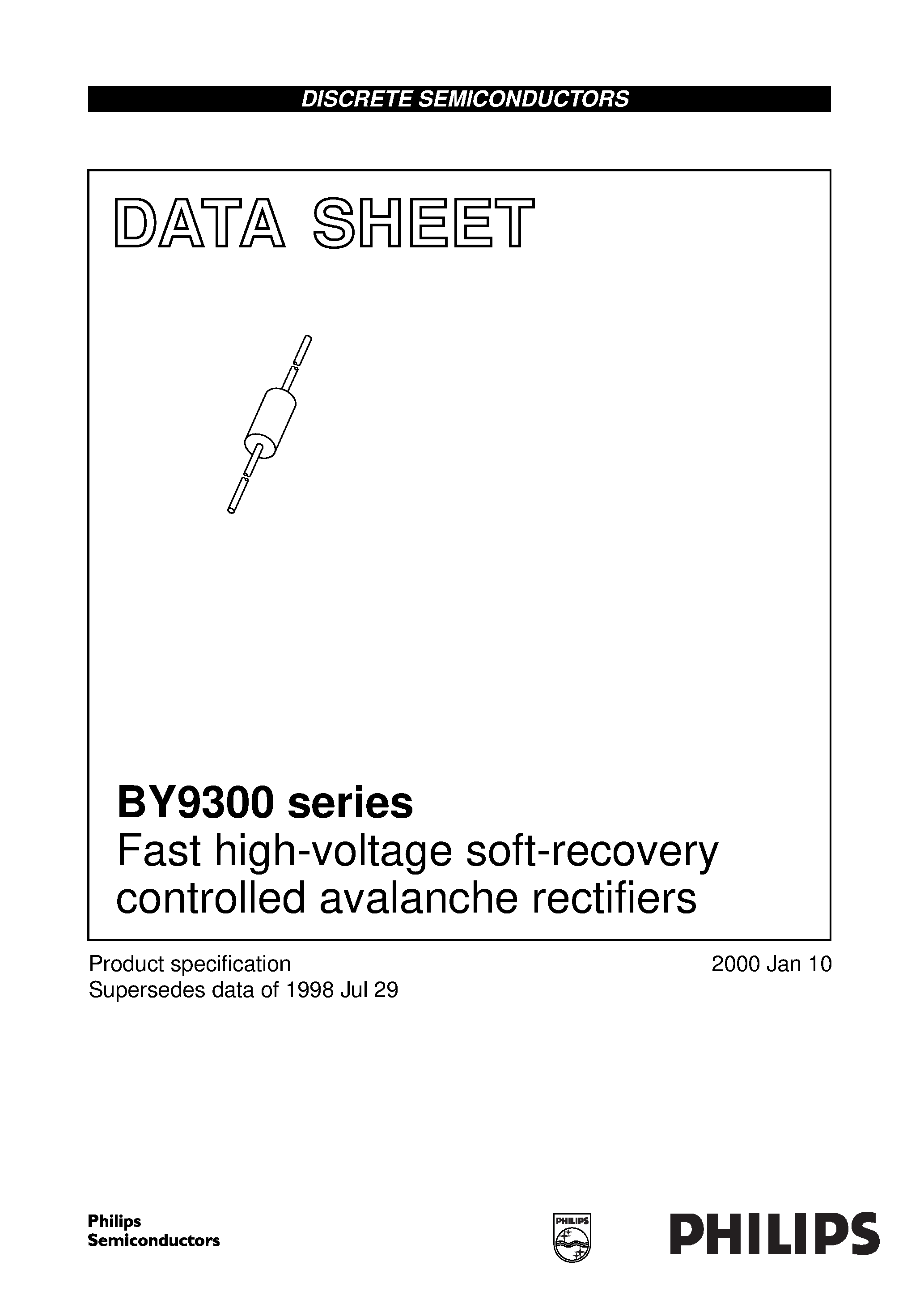 Datasheet BY9310 - Fast high-voltage soft-recovery controlled avalanche rectifiers page 1
