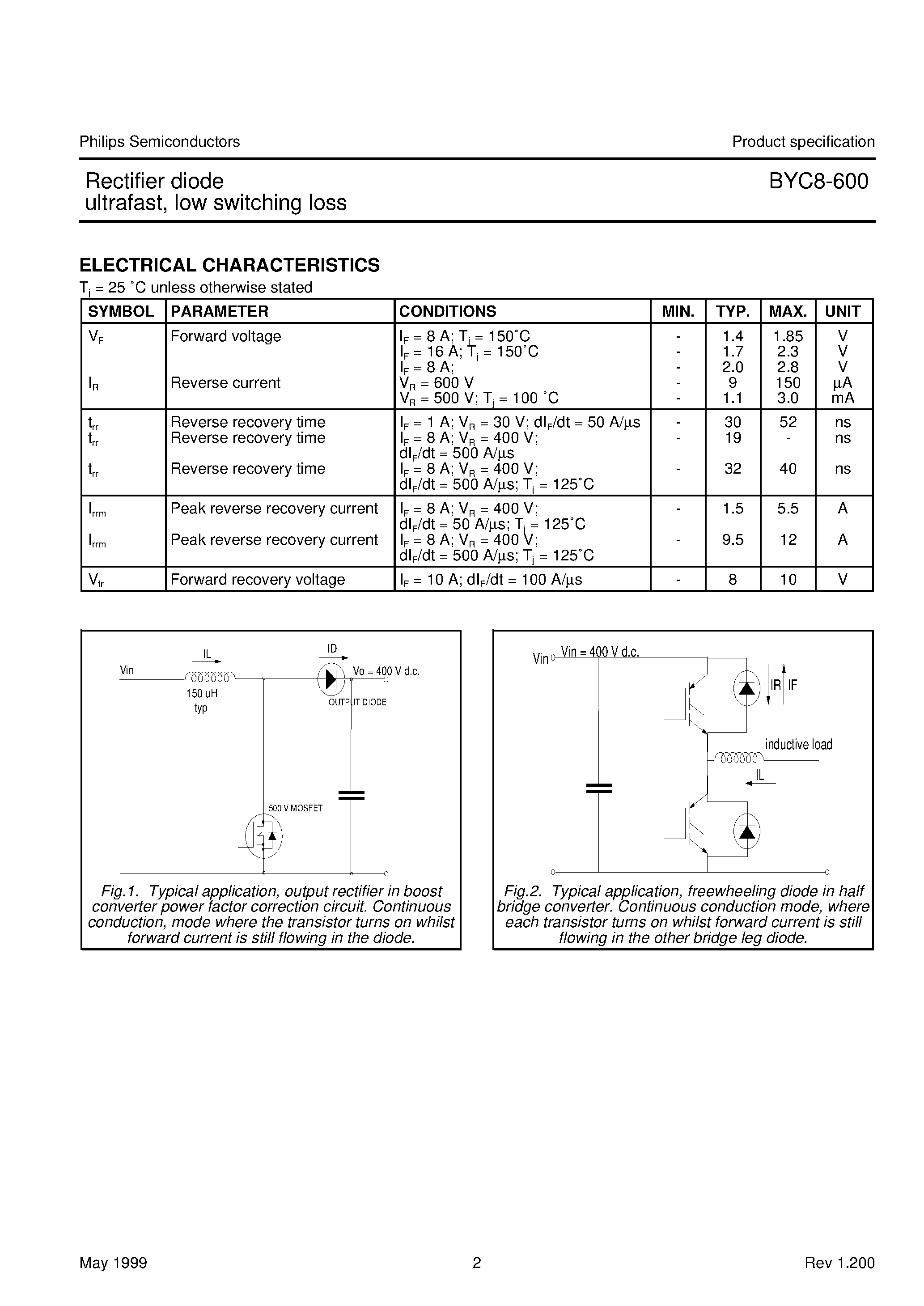 Даташит BYC8-600 - Rectifier diode ultrafast/ low switching loss страница 2