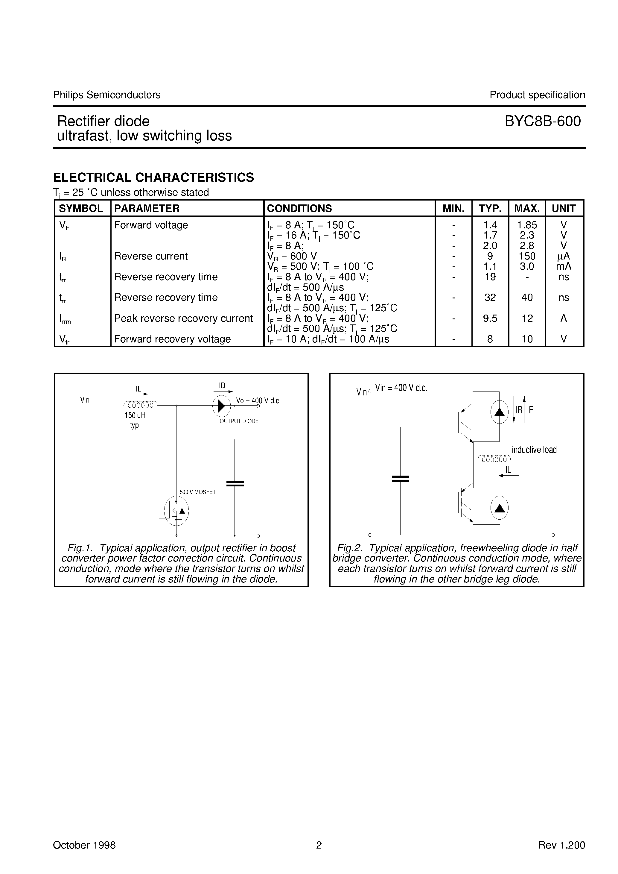 Datasheet BYC8B-600 page 2 Datasheet BYC8B-600 - Rectifier diode ultrafast/ low switching loss page 2