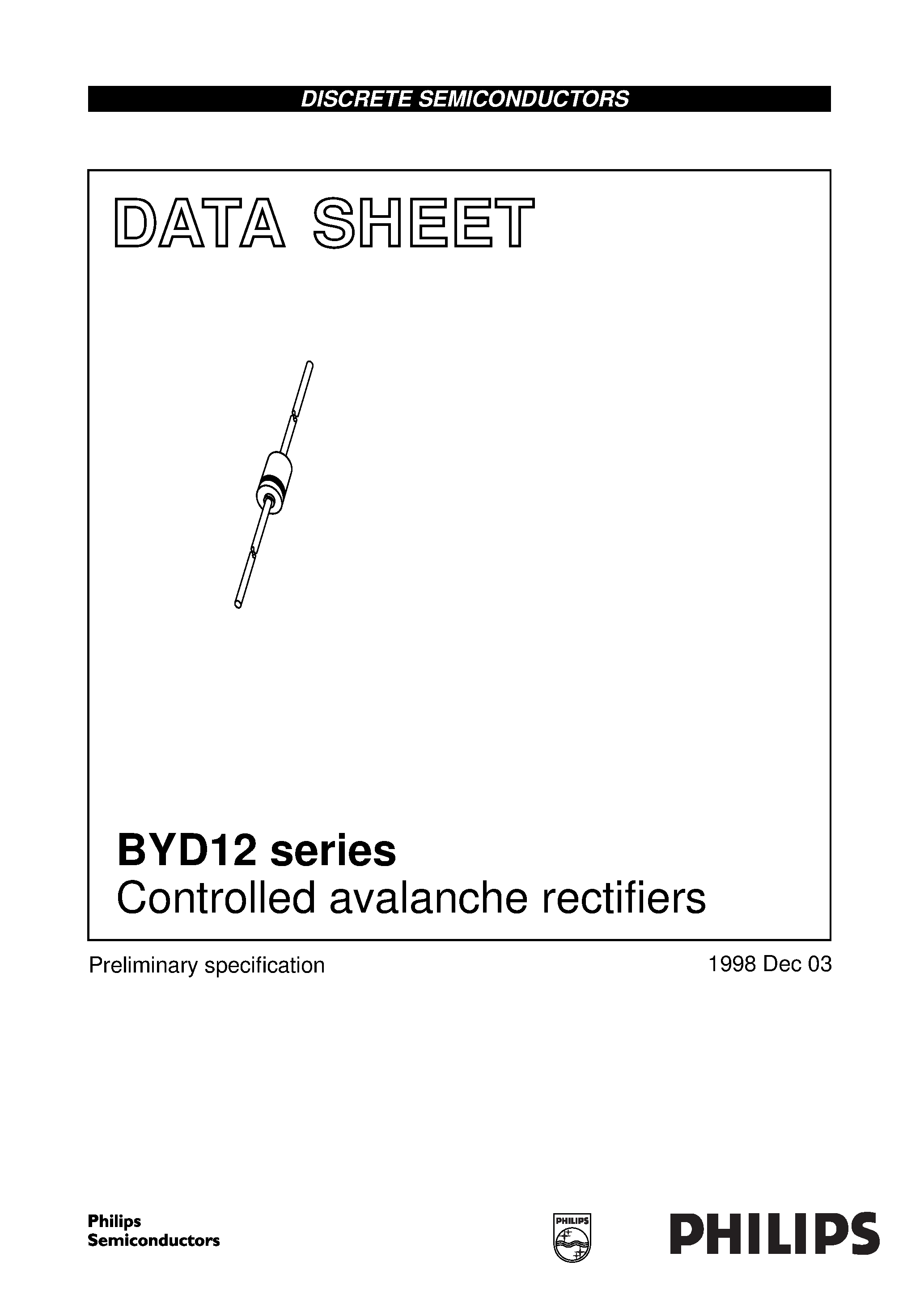 Datasheet BYD12M page 1 Datasheet BYD12M - Controlled avalanche rectifiers page 1