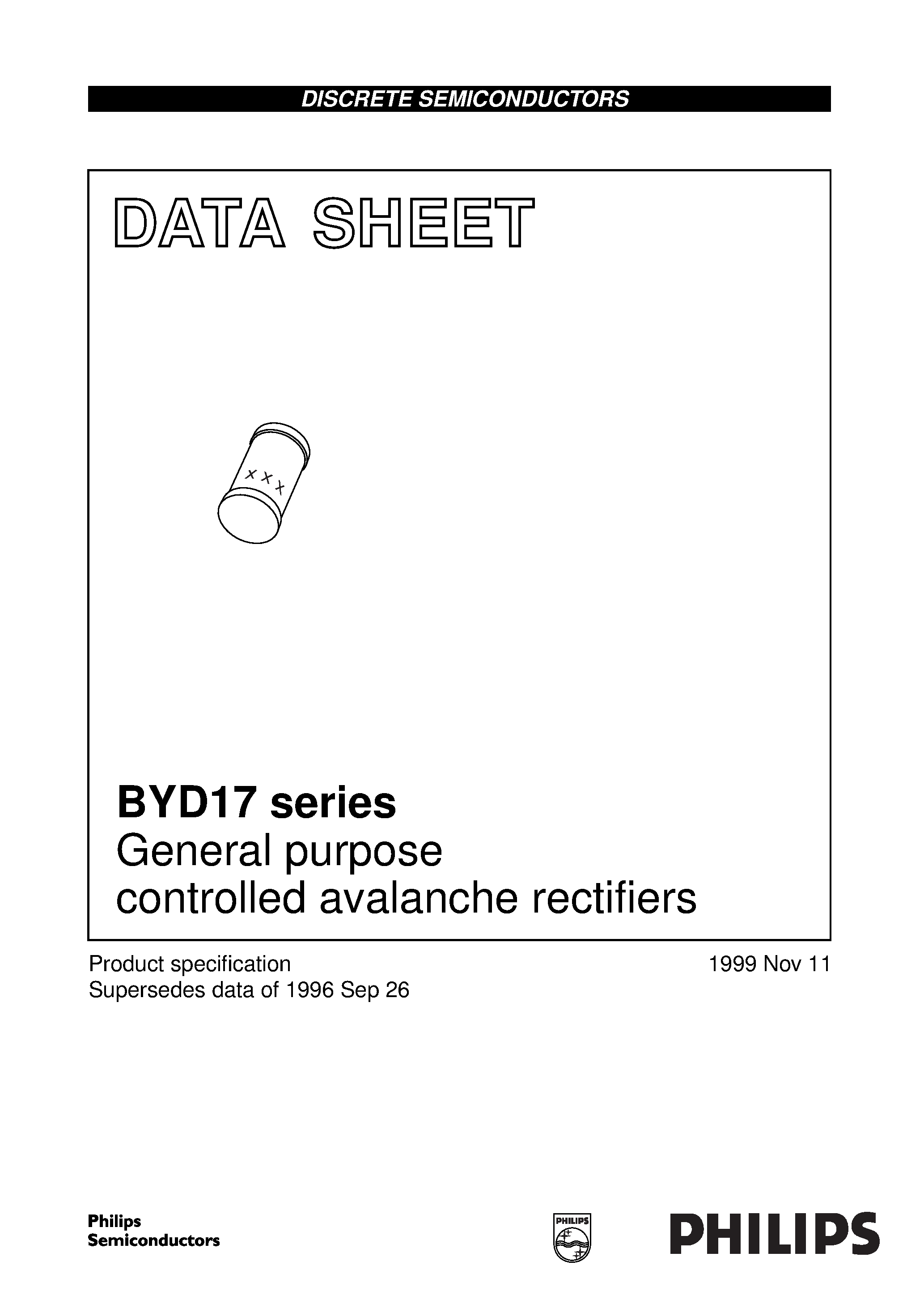 Datasheet BYD17M - General purpose controlled avalanche rectifiers page 1