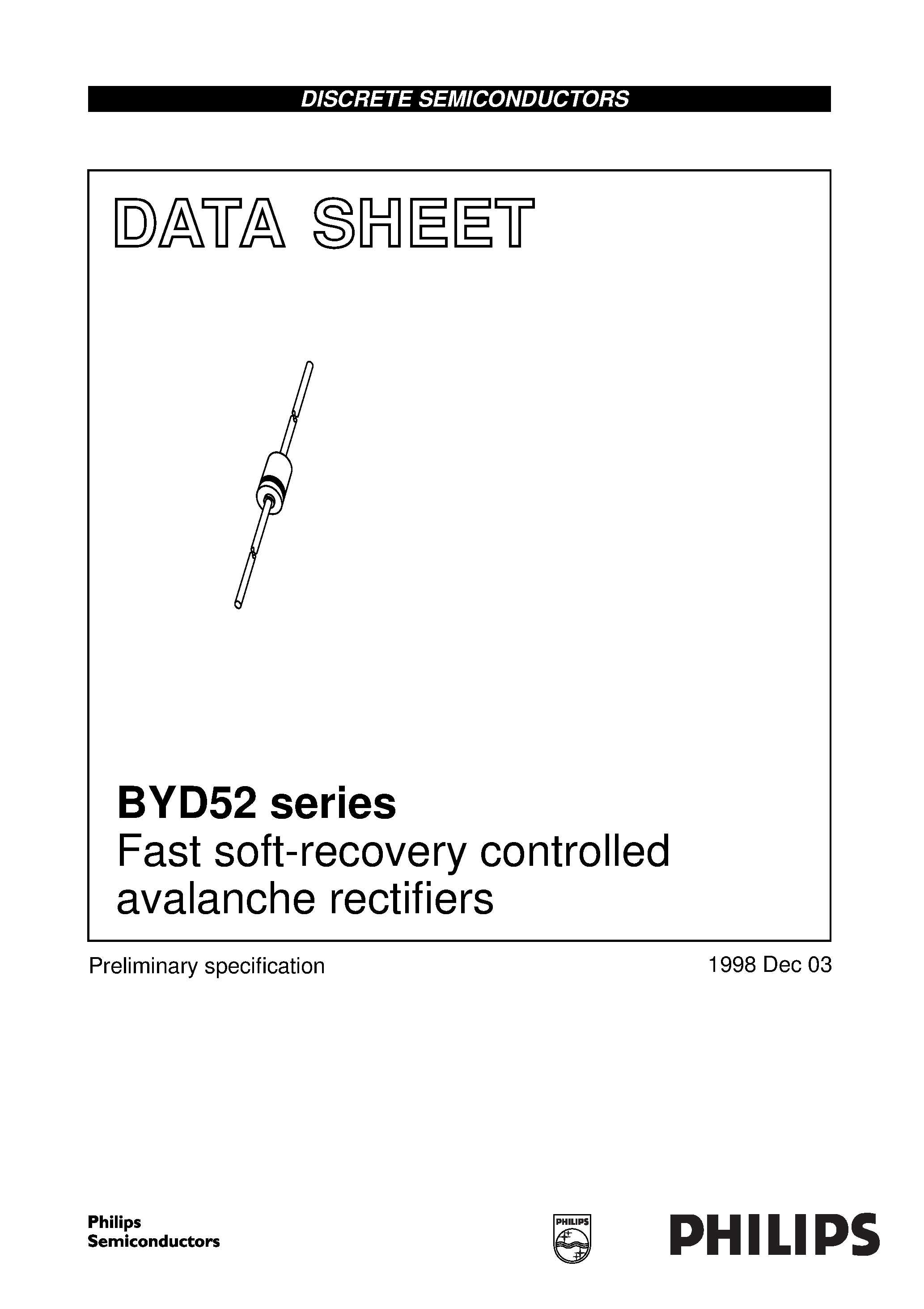 Datasheet BYD52J - Fast soft-recovery controlled avalanche rectifiers page 1