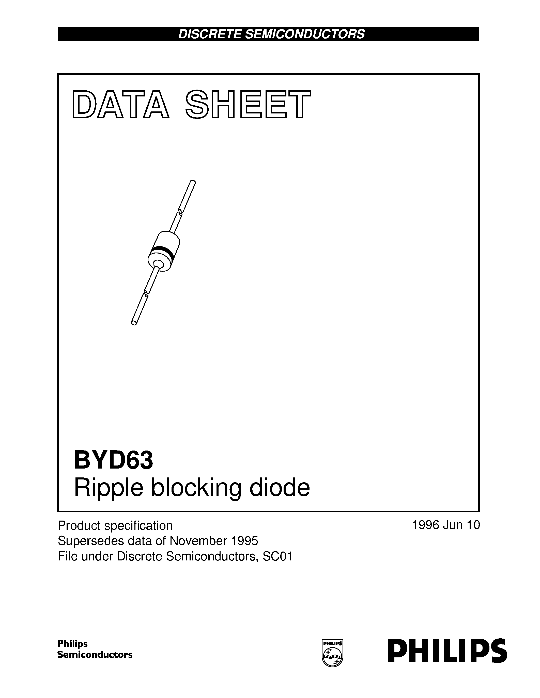 Datasheet BYD63 page 1 Datasheet BYD63 - Ripple blocking diode page 1