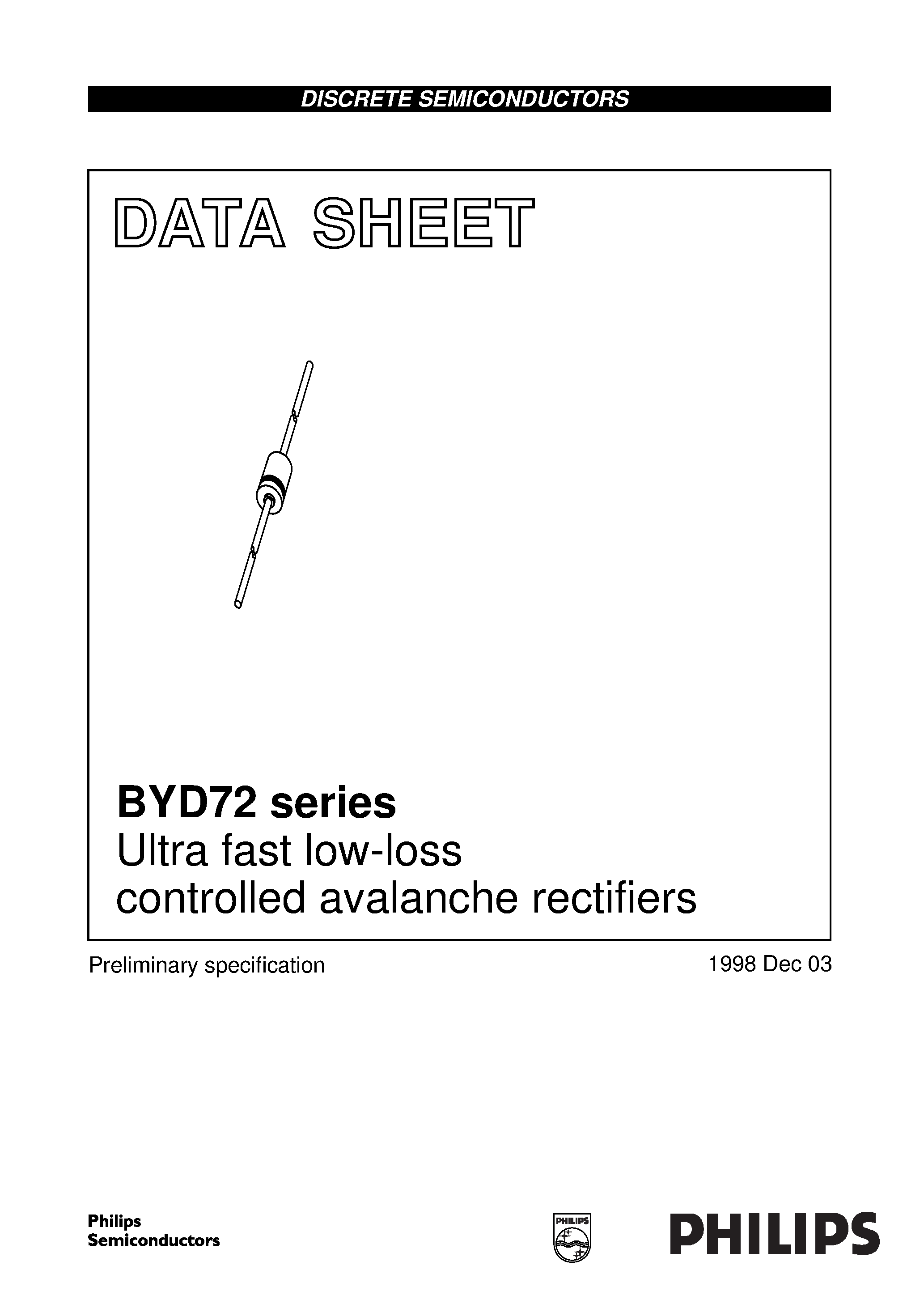 Datasheet BYD72F - Ultra fast low-loss controlled avalanche rectifiers page 1