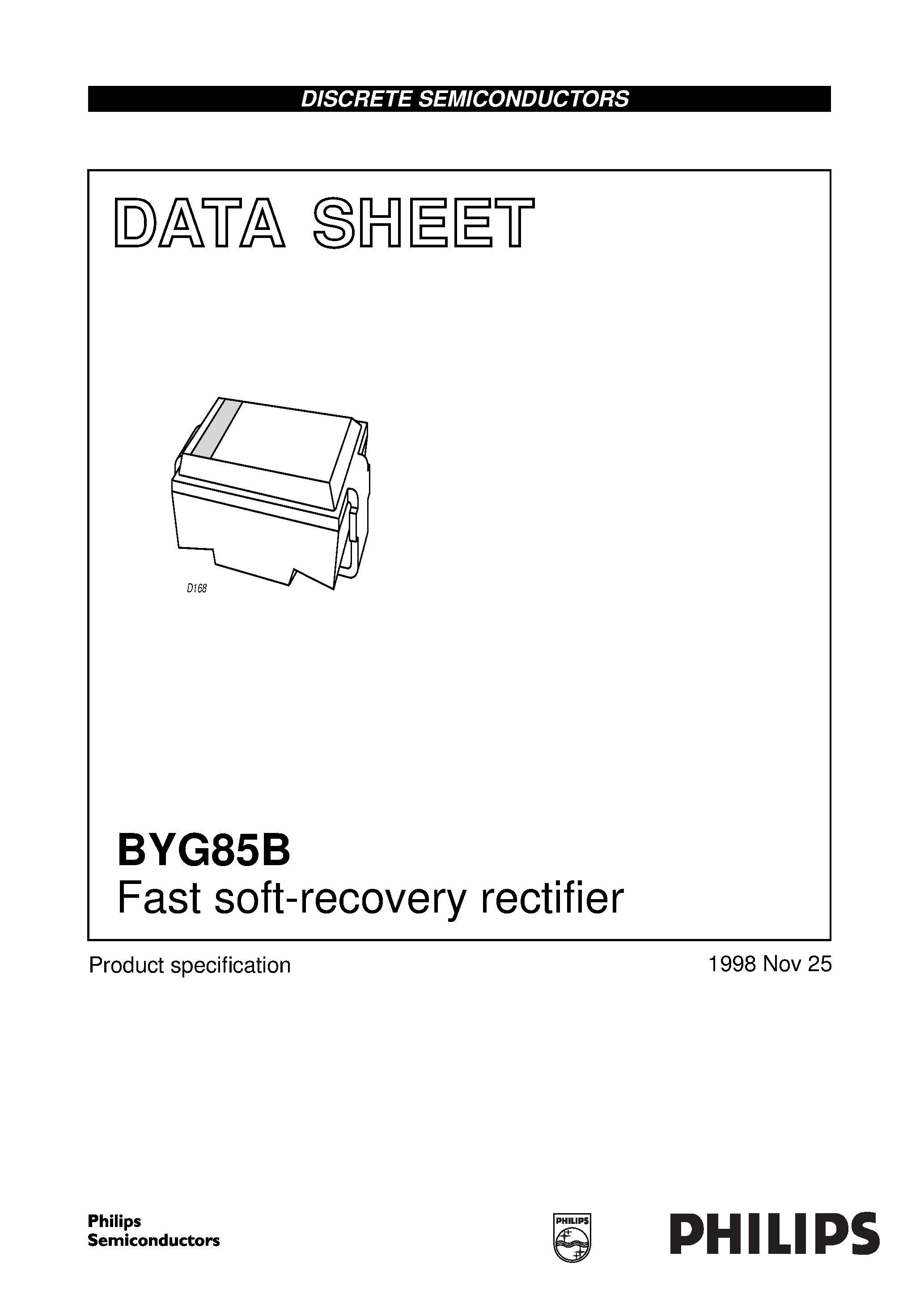 Datasheet BYG85B page 1 Datasheet BYG85B - Fast soft-recovery rectifier page 1