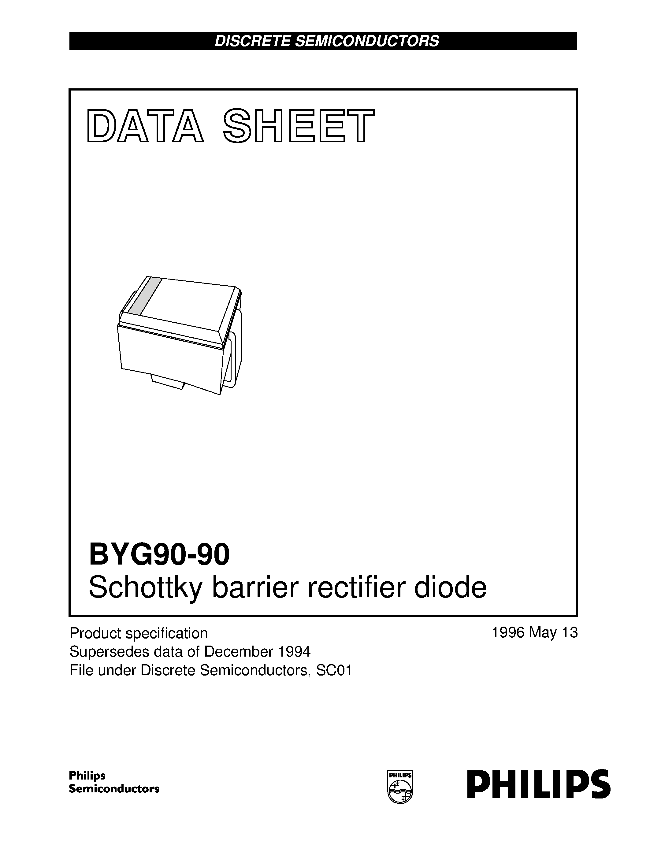 Datasheet BYG90-90 - Schottky barrier rectifier diode page 1