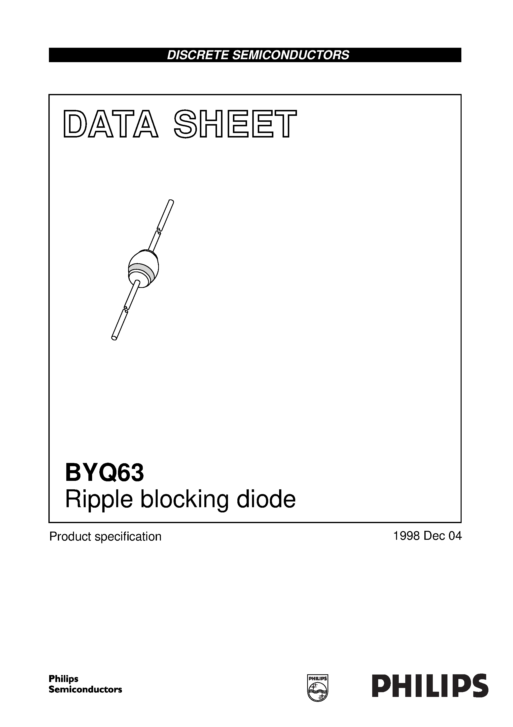 Datasheet BYQ63 page 1 Datasheet BYQ63 - Ripple blocking diode page 1