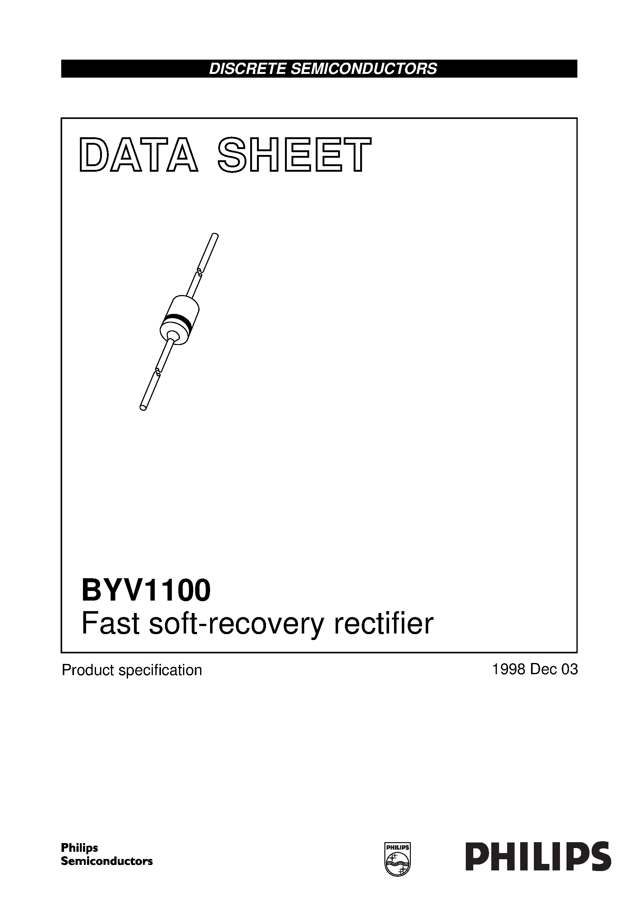 Datasheet BYV1100 page 1 Datasheet BYV1100 - Fast soft-recovery rectifier page 1