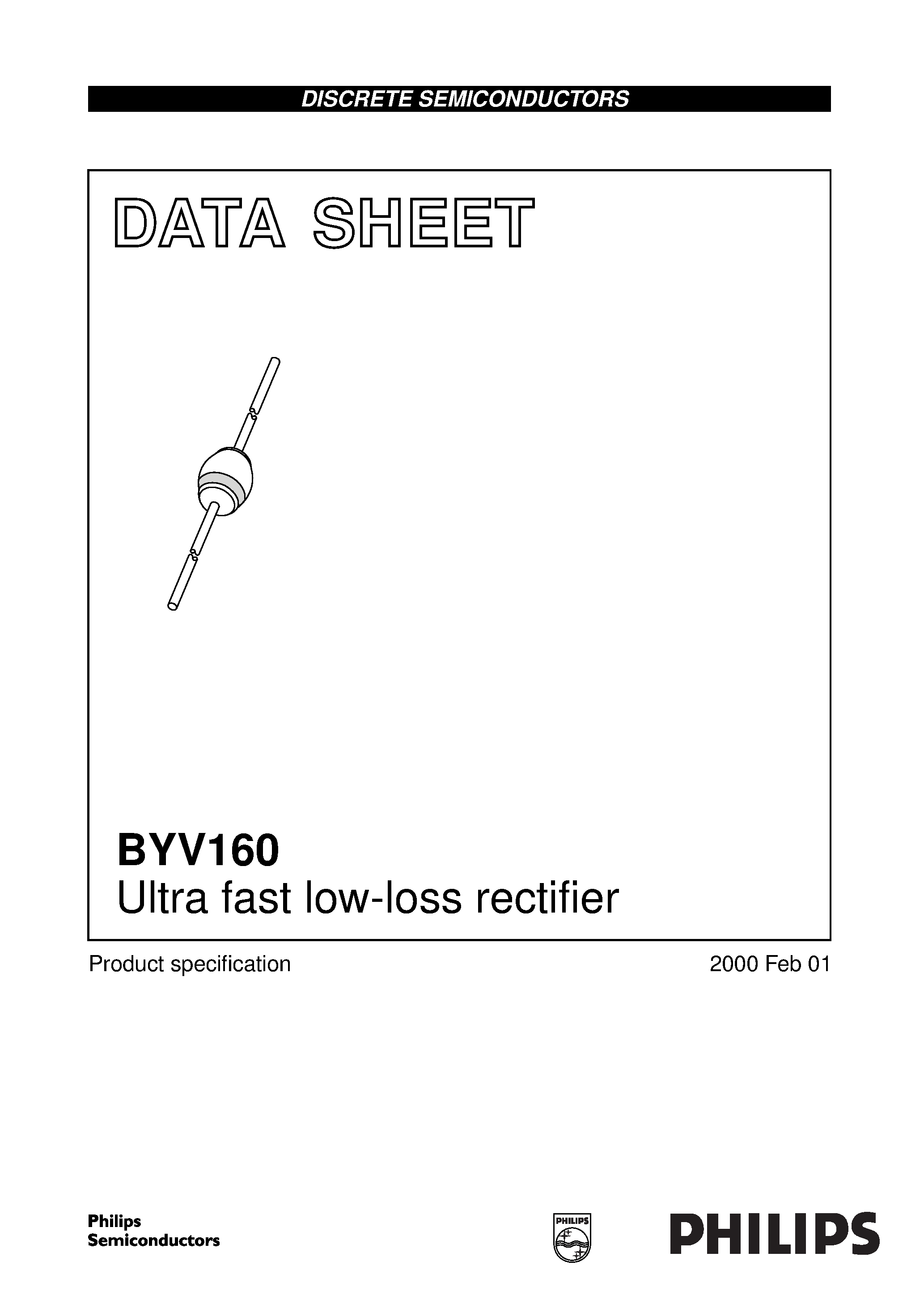 Datasheet BYV160 page 1 Datasheet BYV160 - Ultra fast low-loss rectifier page 1