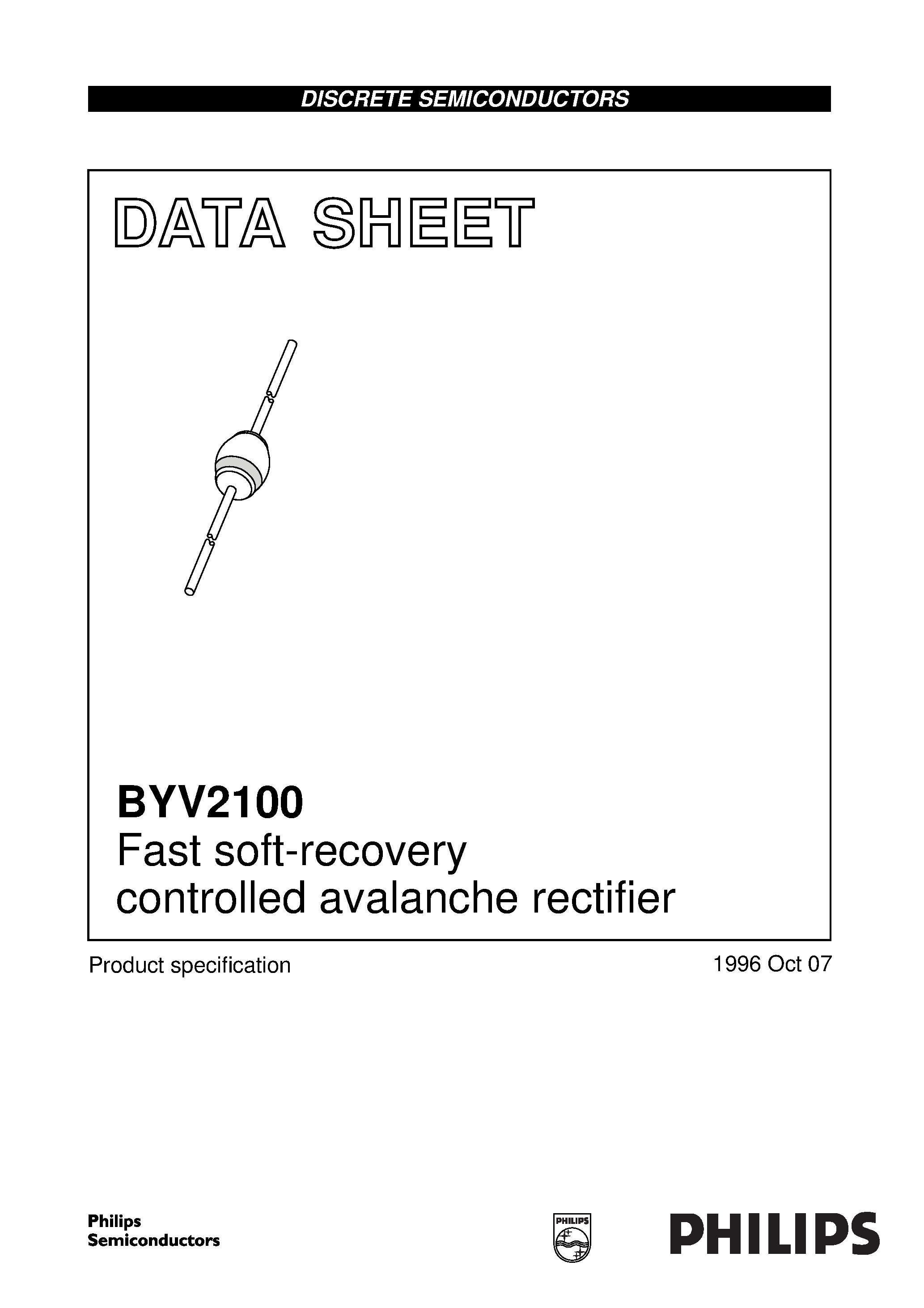Datasheet BYV2100 page 1 Datasheet BYV2100 - Fast soft-recovery controlled avalanche rectifier page 1